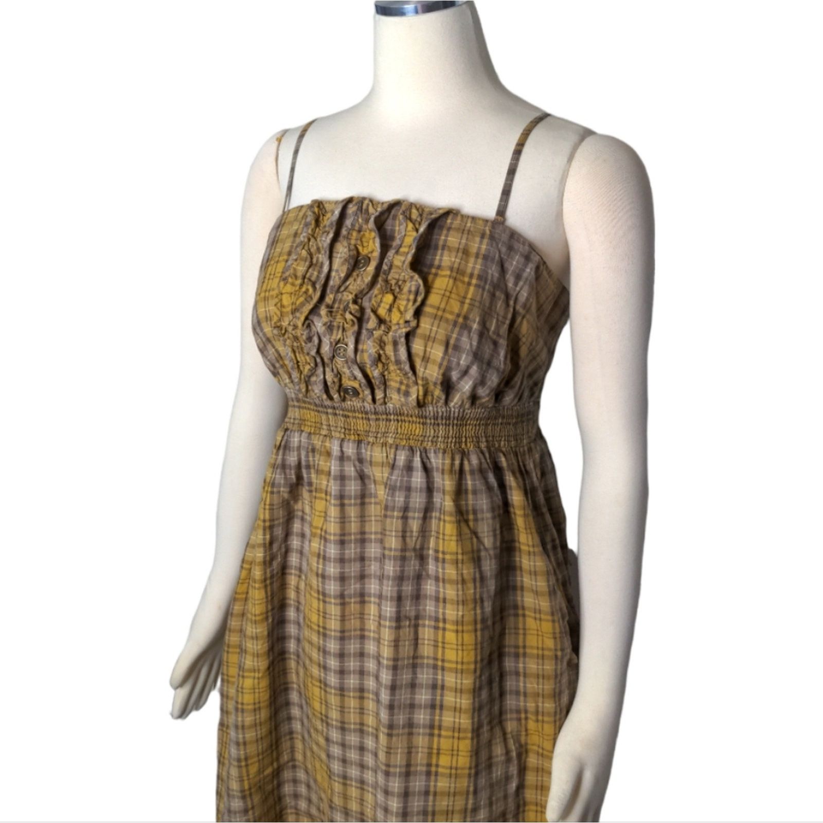 Anthropologie ANTHROPOLOGIE MAEVE Yellow Plaid Spaghetti Strap Dress Size M / US 6-8 / IT 42-44 - 7 Thumbnail