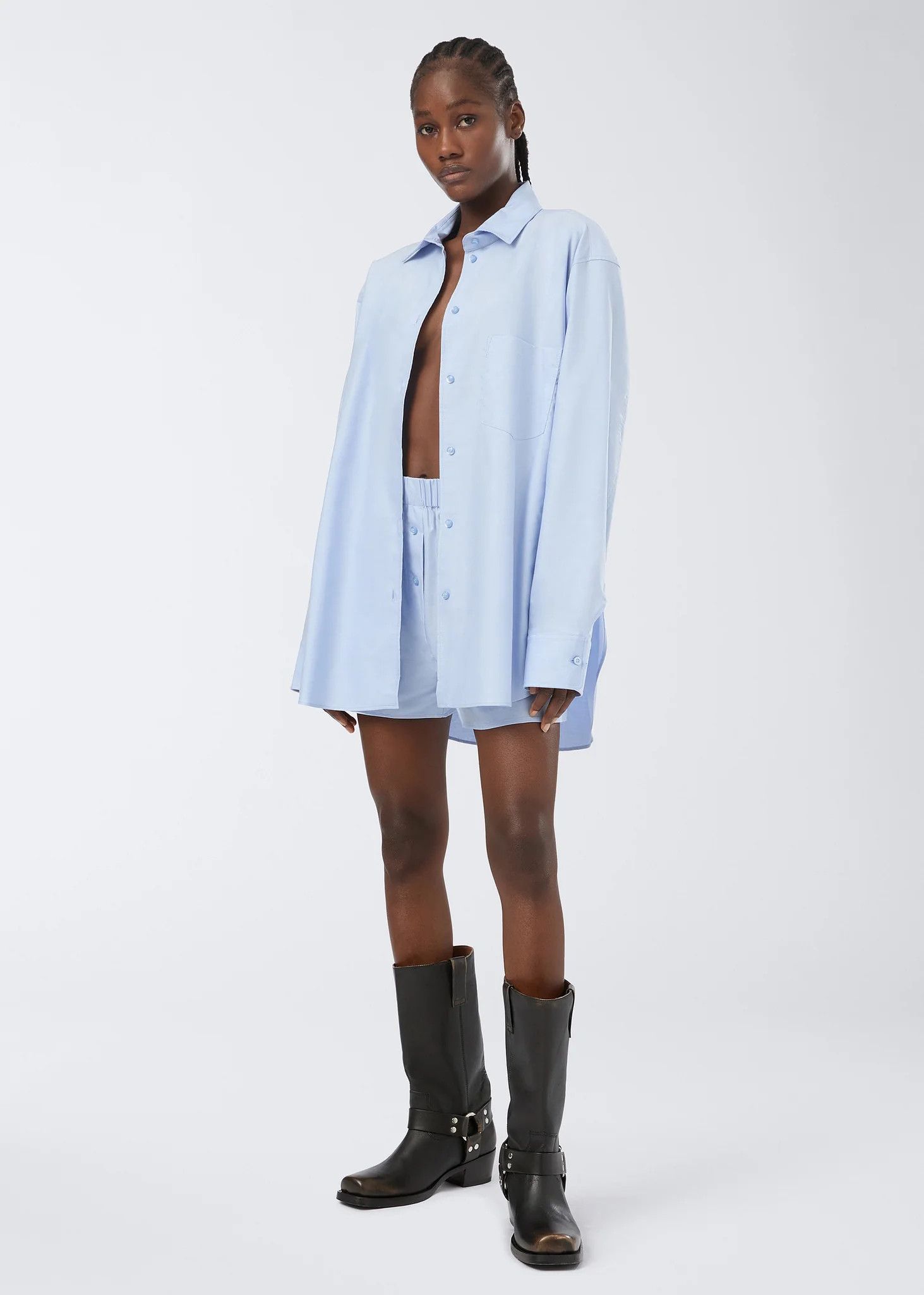 THE ANDAMANE o1s22i1n1024 Georgiana Shirt And Short Set in Light Blue Size 27" / US 4 / IT 40 - 4 Thumbnail