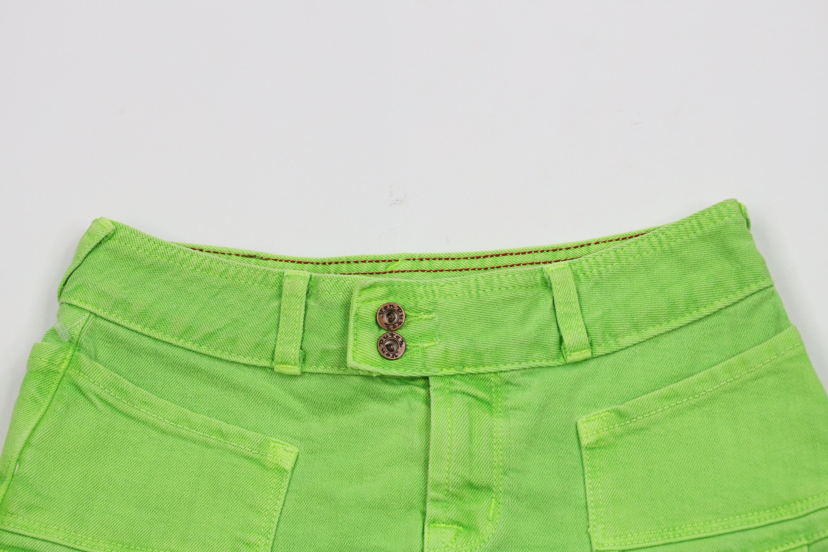 Vintage × Von Dutch Vintage 90s Y2K Von Dutch Denim Jean Mini Skirt Green USA Size 24" / US 00 / IT 34 - 2 Thumbnail