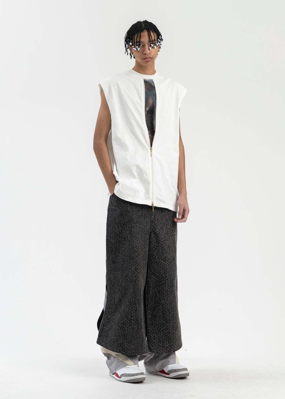 NAMESAKE Euphoric Black Prince Crinkle Wash Track Jeans Size US 32 / EU 48 - 3 Thumbnail