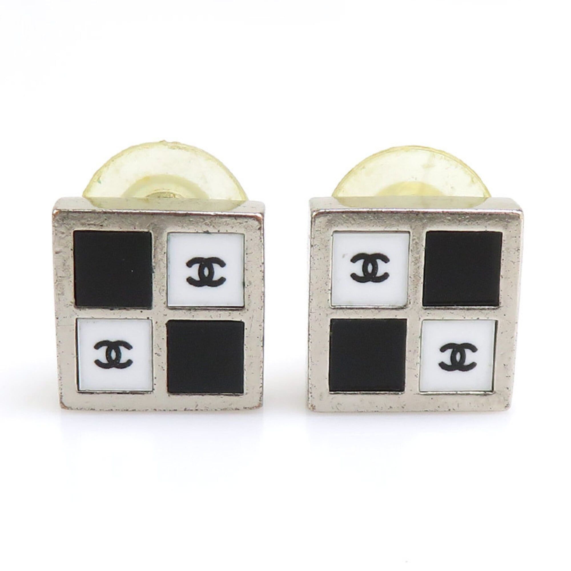 Chanel Chanel earrings, metal, black, white, silver, women's, 56695i Size ONE SIZE - 1 Thumbnail