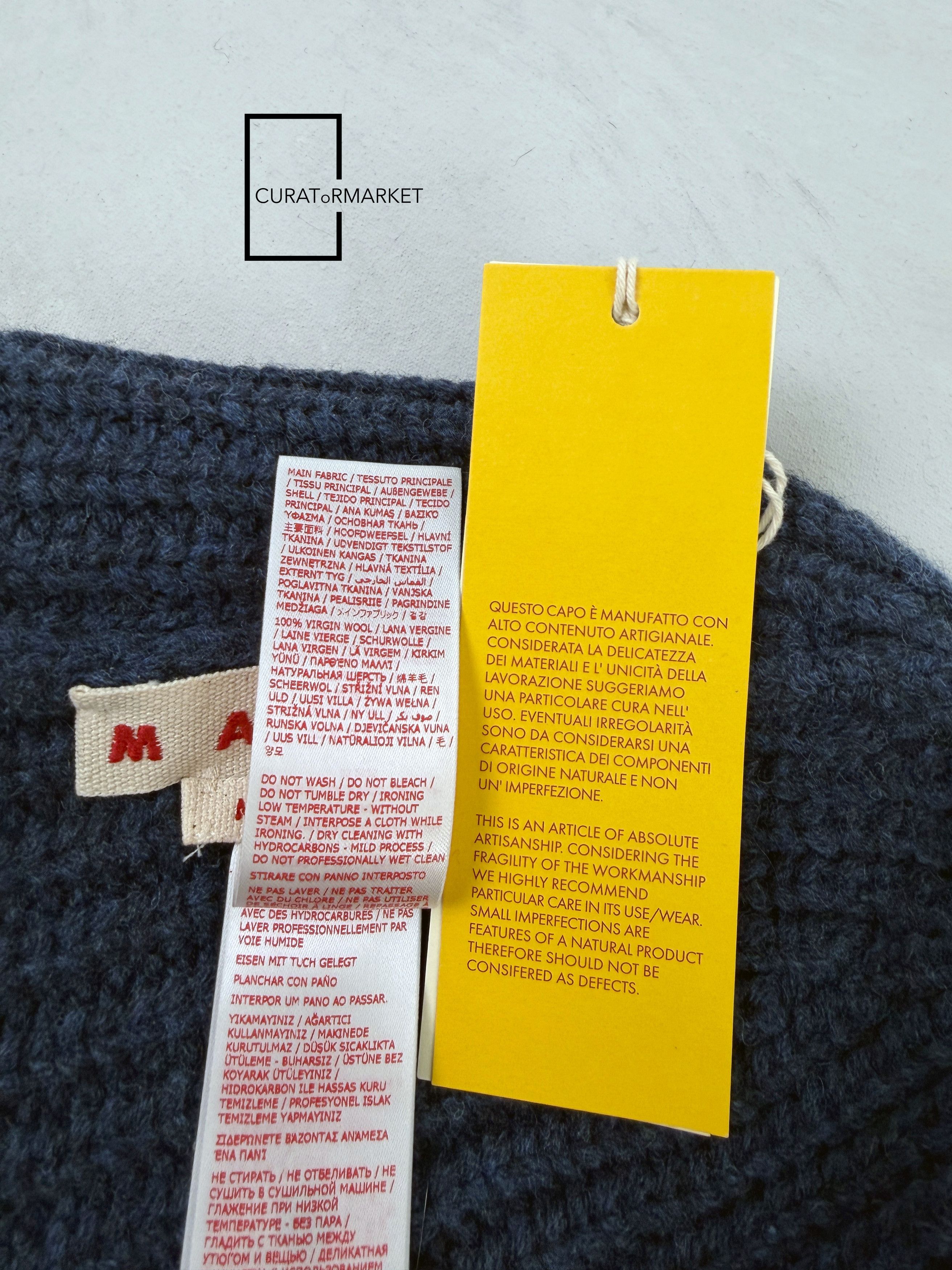 Marni M Distressed Embroidered Fisherman Shetland Wool Beanie FW25 Size ONE SIZE - 5 Thumbnail