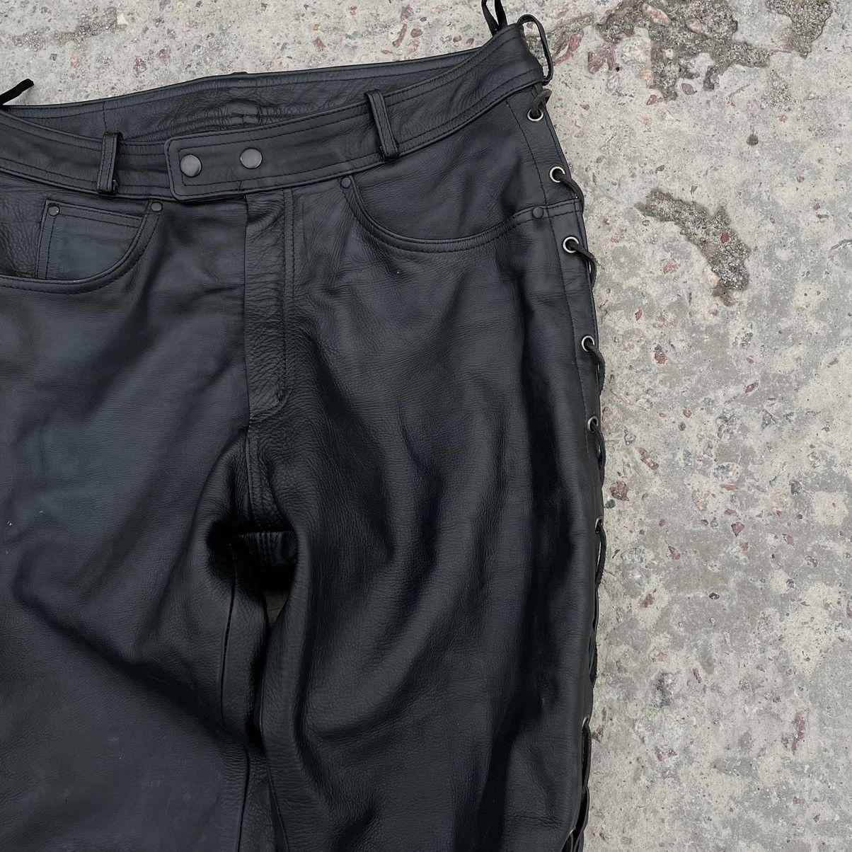 Vintage Vintage Moto Pants 52 Real Leather Hype Jeans 90s USA Y2K Size US 32 / EU 48 - 5 Thumbnail