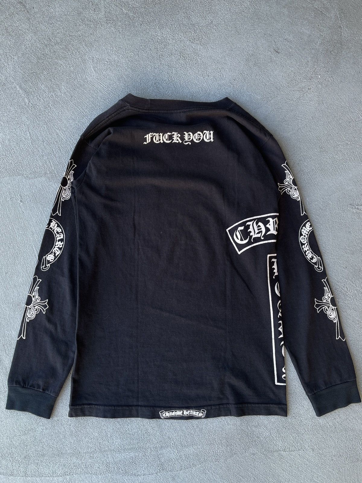 image of Steal! 2000S Chrome Hearts Side Cross Horseshoes Long sleeve Tee in Black, Men's (Size Small)
