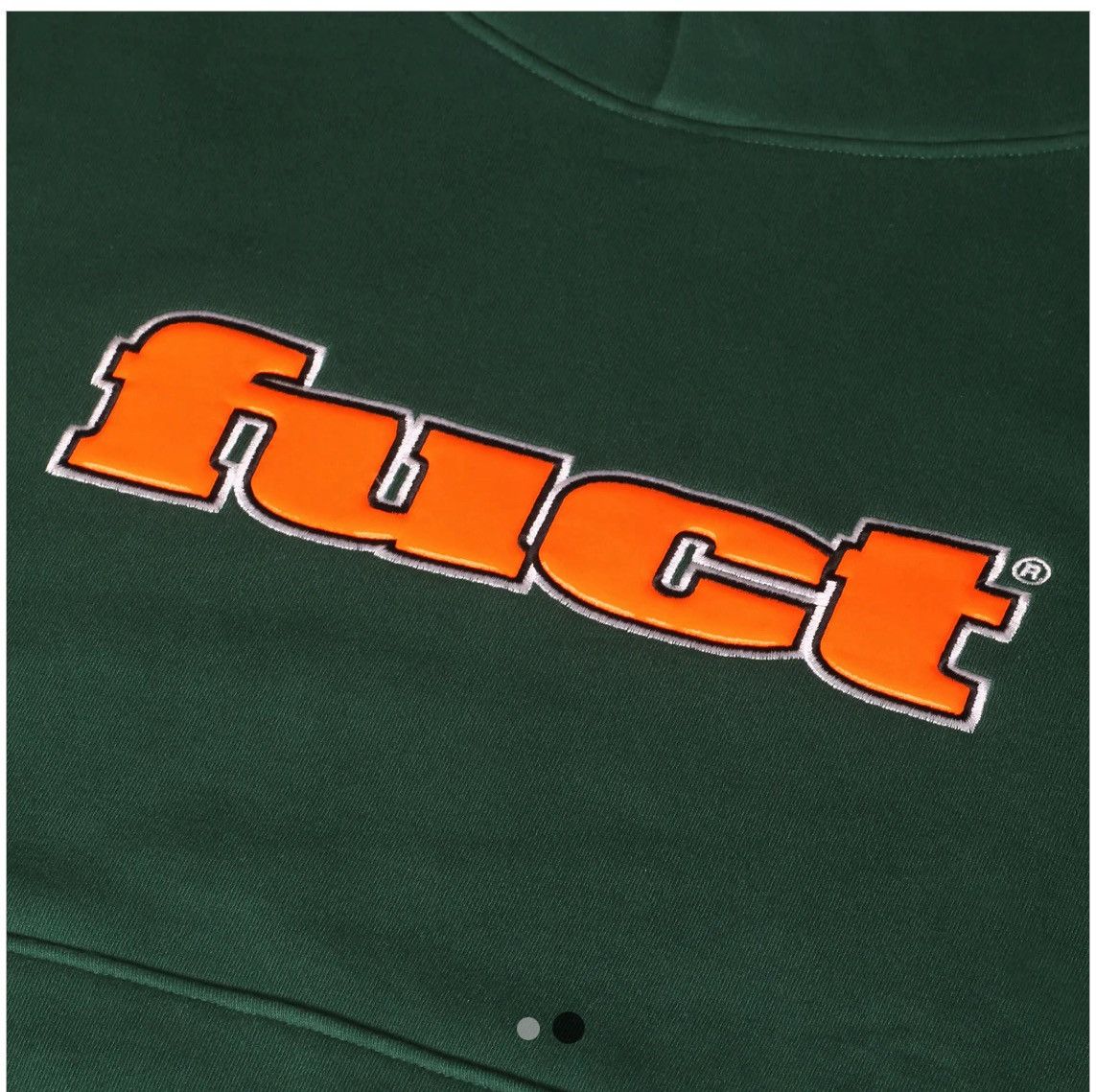 FUCT FUCT OG LOGO SATIN APPLIQUÉ HOODIE GREEN/ORANGE (XLARGE) Size US XL / EU 56 / 4 - 2 Thumbnail
