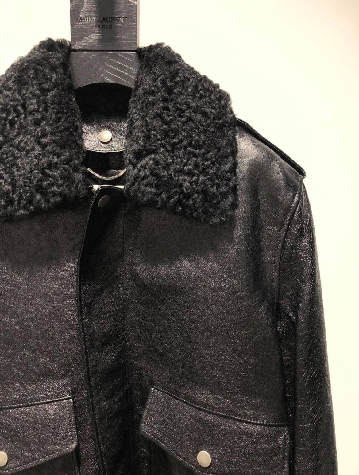Saint Laurent Paris 18SS HEAVEN Embroidered Aivator Leather Jacket sz50 Size US M / EU 48-50 / 2 - 2 Thumbnail