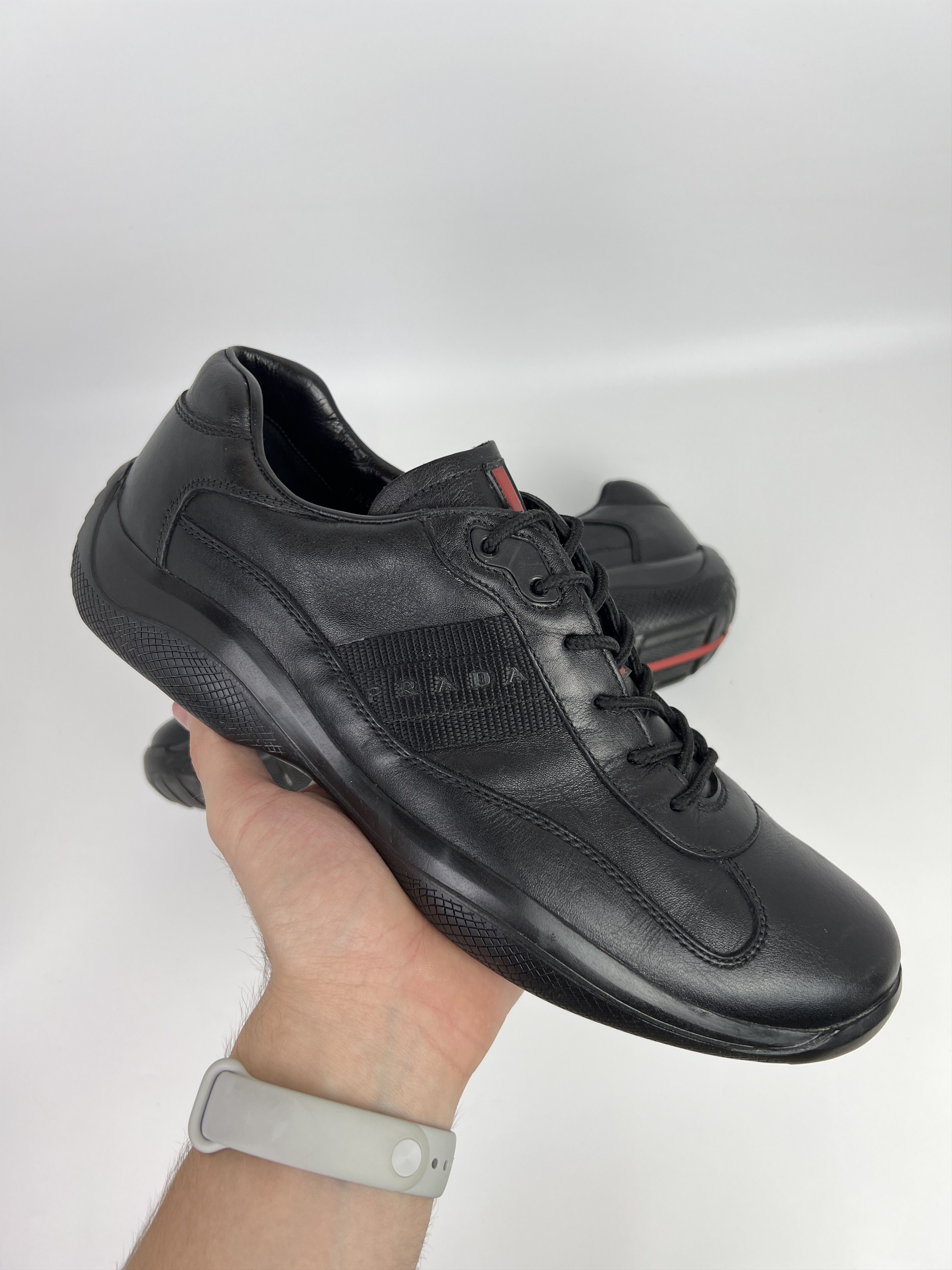 Prada Rare Prada Americas Cup Black Leather Sneakers | Grailed