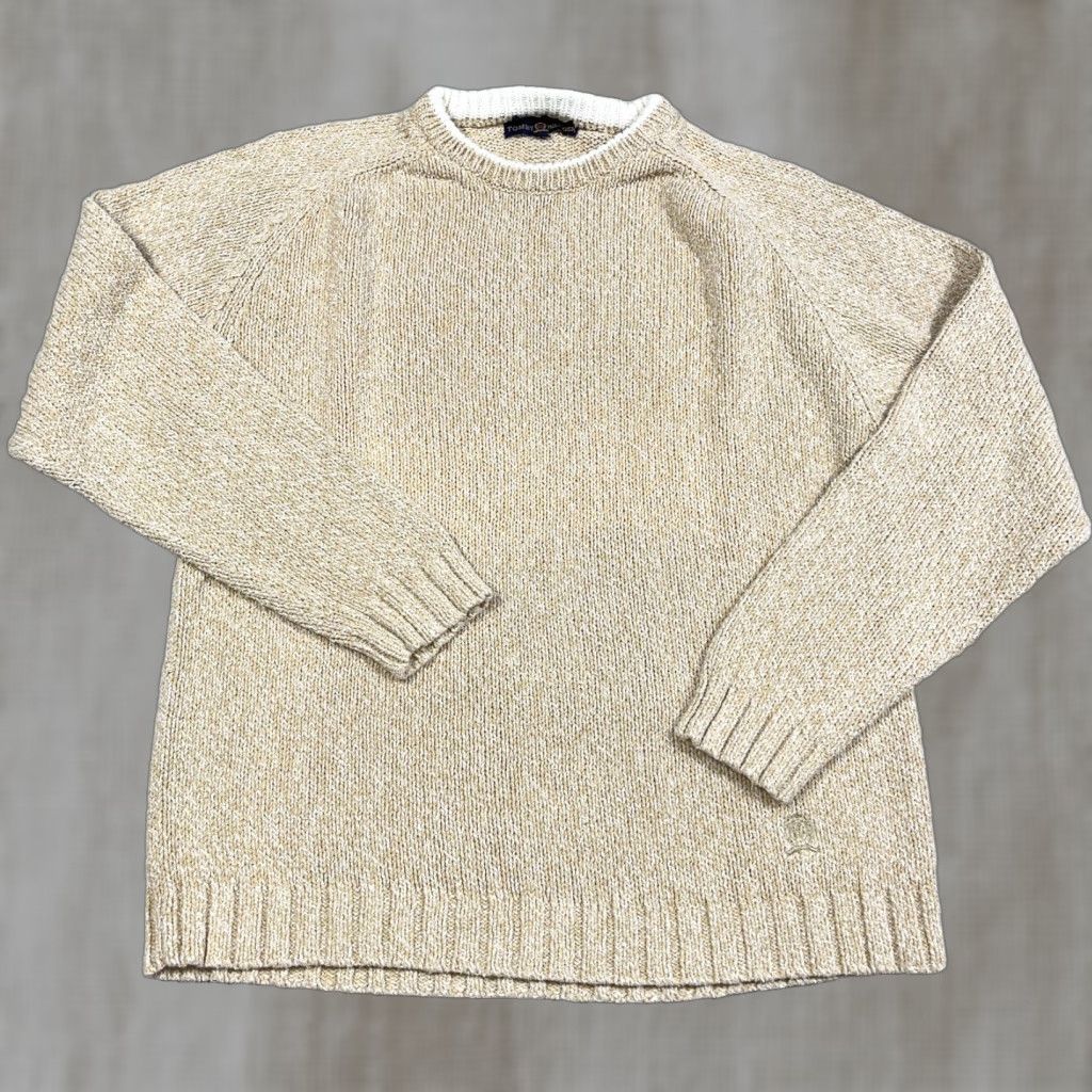 Tommy Hilfiger VINTAGE Tommy Hilfiger Sweater Men XL Tan Heavy Knit Crewneck Rib Grandpa 90s Size US XL / EU 56 / 4 - 1 Thumbnail