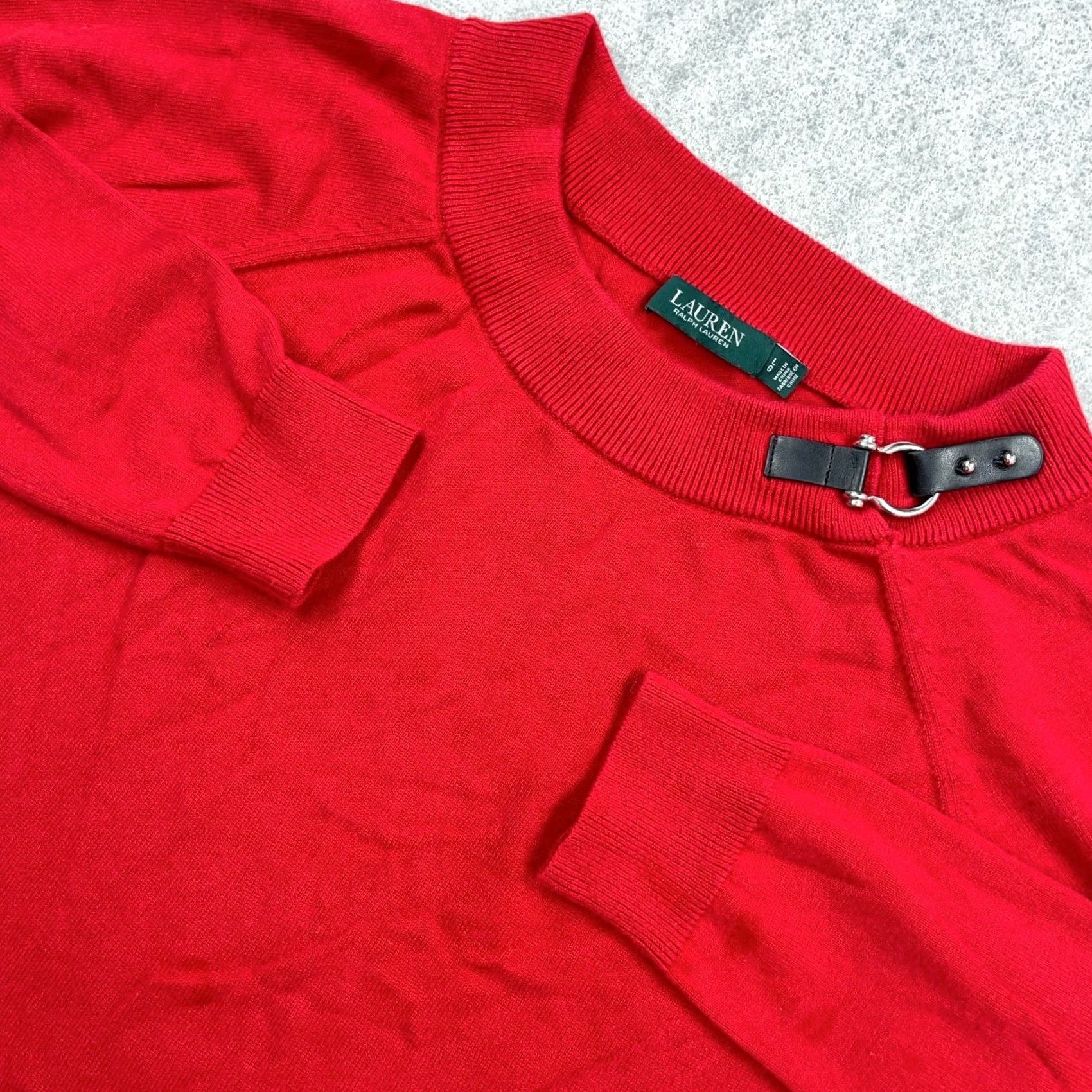 Ralph Lauren Lauren Ralph Lauren Sweater Women Medium Red Buckle 100% Cotton LRL Ladies Size M / US 6-8 / IT 42-44 - 2 Thumbnail
