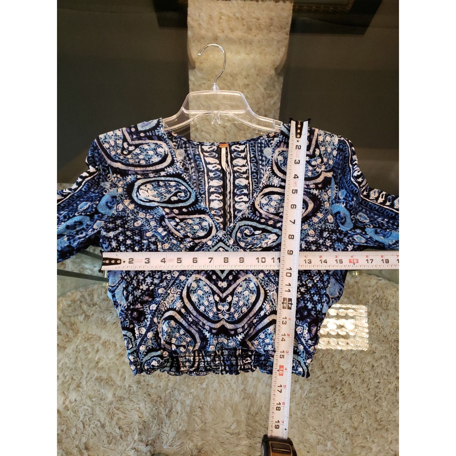 Free People Free People Blouse Women XS Blue Boho Paisley Long Sleeve Size XS / US 0-2 / IT 36-38 - 11 Thumbnail