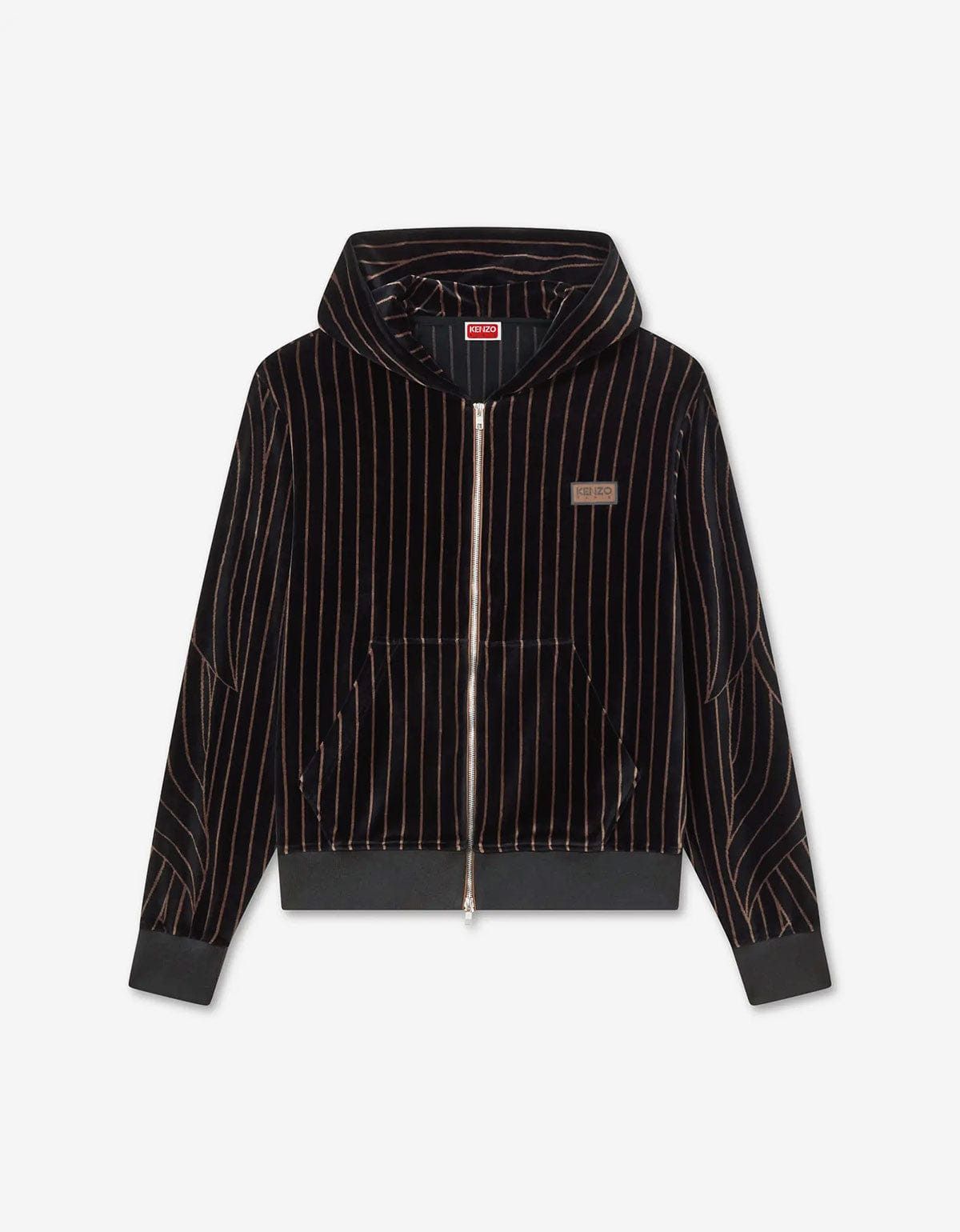 Kenzo Kenzo Leaf Stripe Black Zipped Velvet Hoodie Size US S / EU 44-46 / 1 - 1 Thumbnail