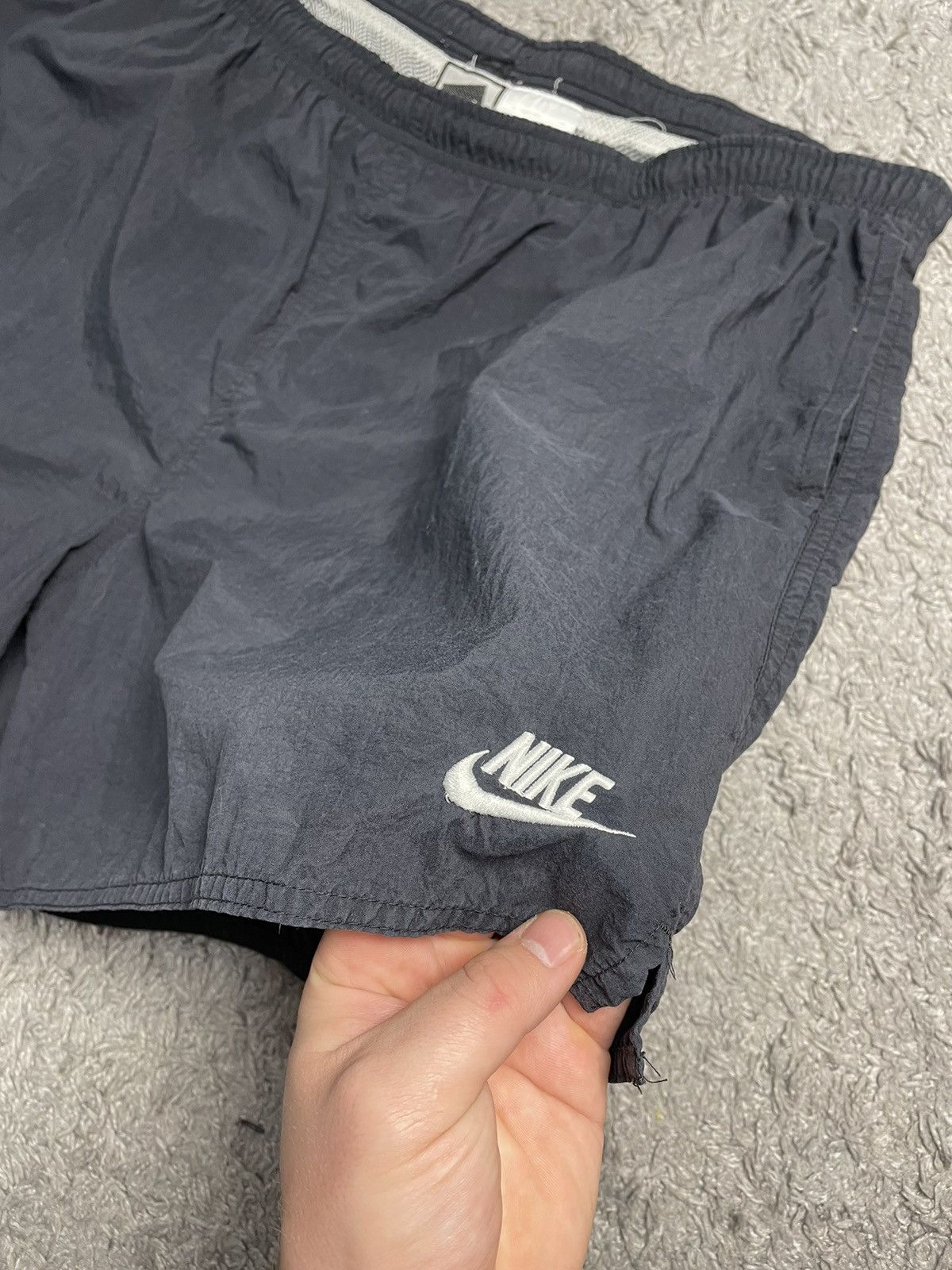 Nike × Vintage Vintage Nike Nylon Black Big Logo Shorts y2k Size US 36 / EU 52 - 3 Thumbnail