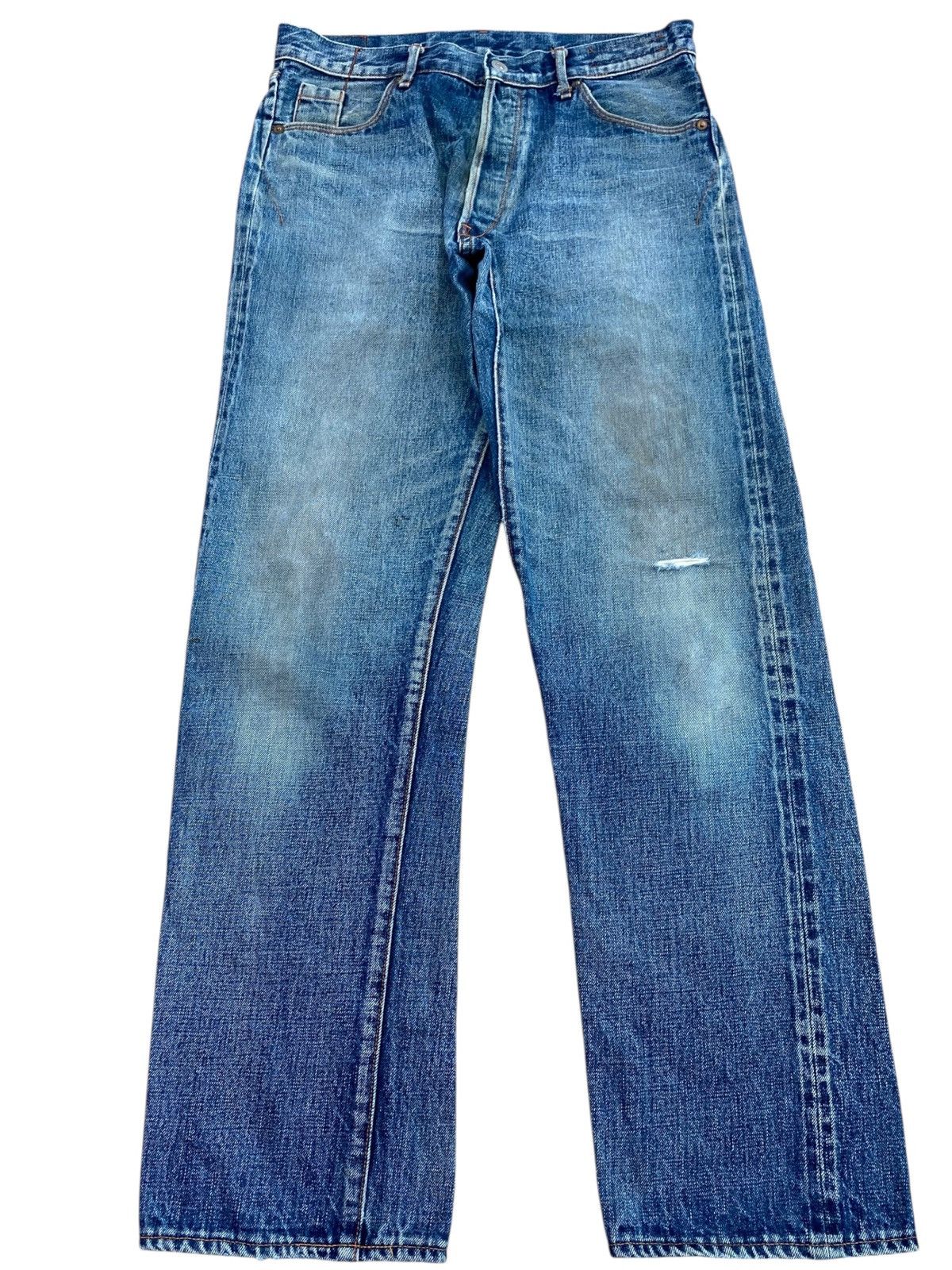 Japanese Brand Japanese Brand Acid Blue Wash Ripped Style Loose Jeans Size US 31 - 1 Thumbnail