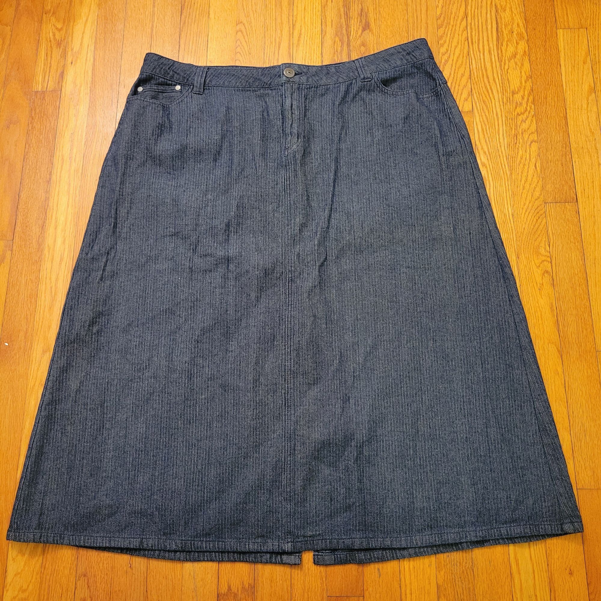 Vintage Wak Jeans 24W Denim Skirt High Waisted Stretch Y2K 90s Retro Size 42" / US 20 - 1 Thumbnail
