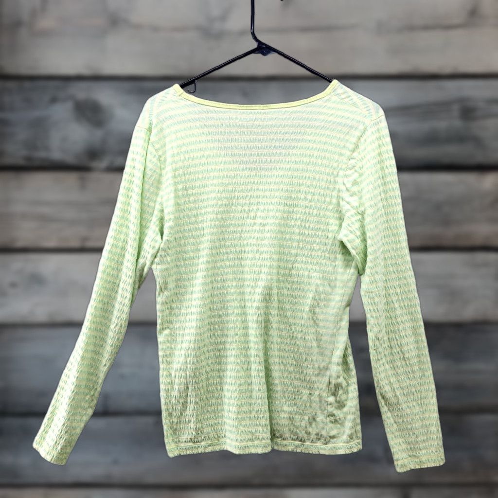 Eddie Bauer Eddie Bauer Active Shirt Womens M V-Neck Yellow Green Long Sleeve Crinkle Fabric Shirt Size M / US 6-8 / IT 42-44 - 1 Thumbnail