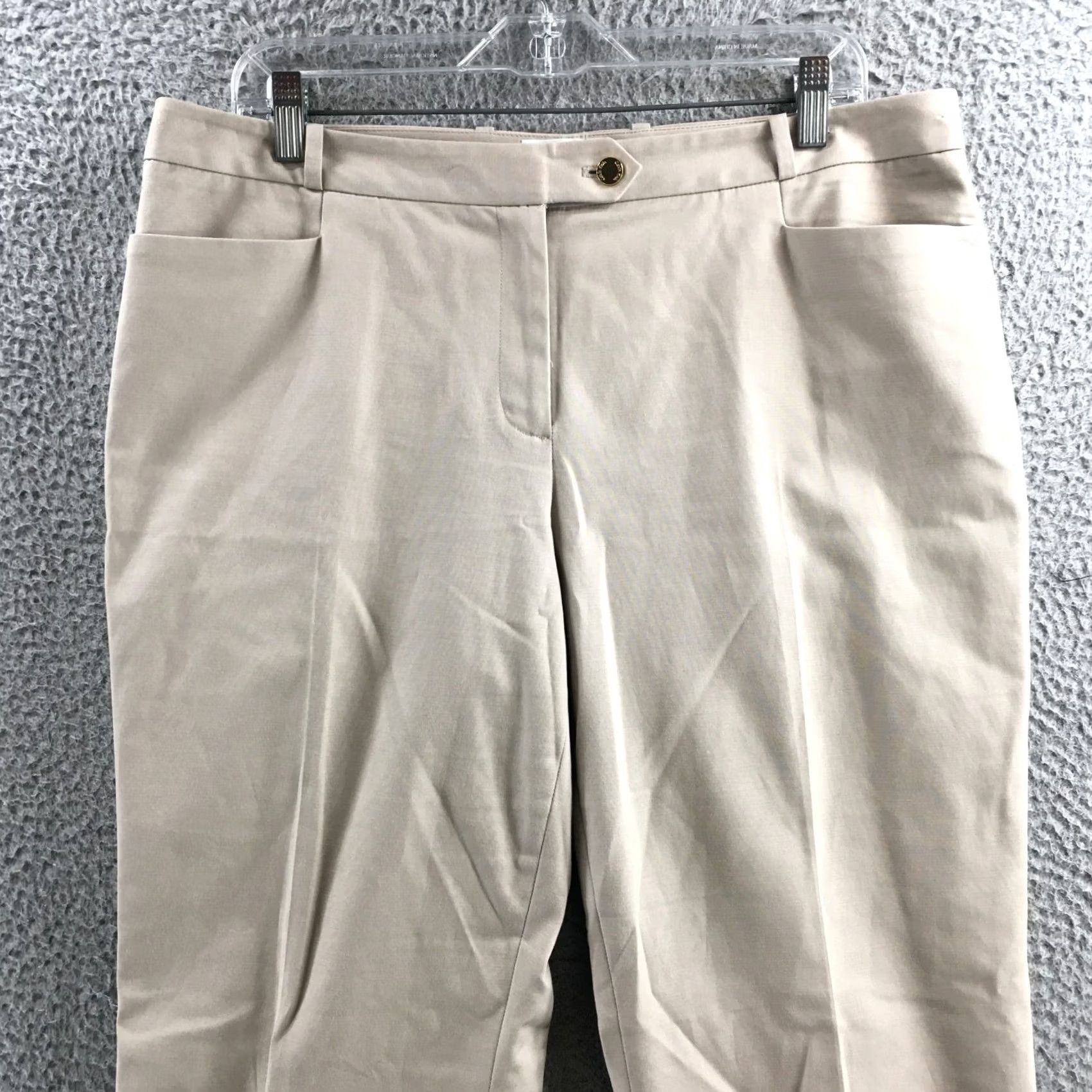 Calvin Klein Calvin Klein Dress Pants Womens 12 Beige Cotton Blend Casual Size 34" / US 12 / IT 48 - 2 Thumbnail