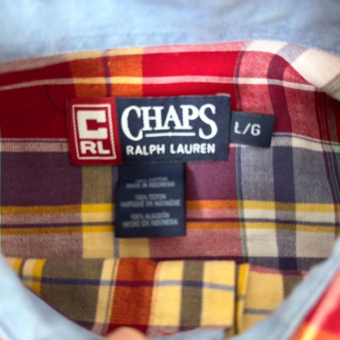 Ralph Lauren VINTAGE Ralph Lauren Chaps Shirt Men L Red Blue Plaid 90s Button-Up Short Sleeve Collared 1A Size US L / EU 52-54 / 3 - 5 Thumbnail