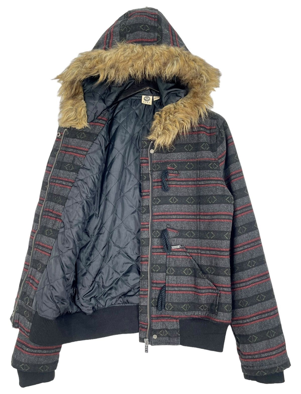 Quiksilver × Vintage Roxy Duffle Sherpa Jacket Size M / US 6-8 / IT 42-44 - 5 Thumbnail