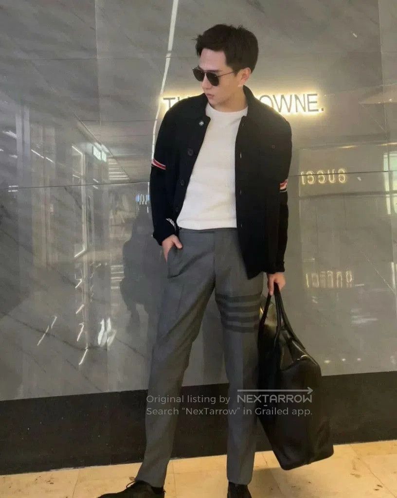 Thom Browne gray striped wool lounge pants from thom browne. Size US 30 / EU 46 - 7 Thumbnail