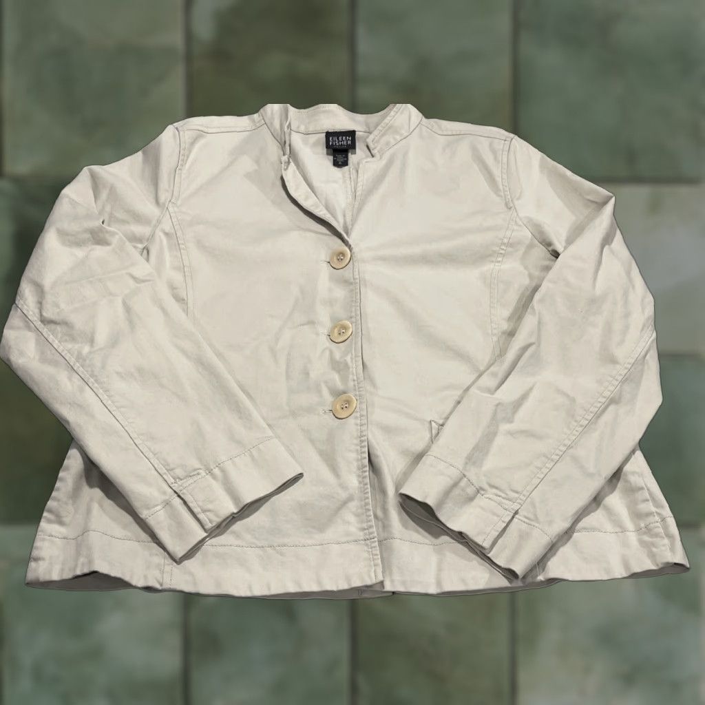 Eileen Fisher Eileen Fisher Blazer Jacket Coat Long Sleeve Button Beige Women Petite PL Winter Fall Spring Size L / US 10 / IT 46 - 1 Thumbnail