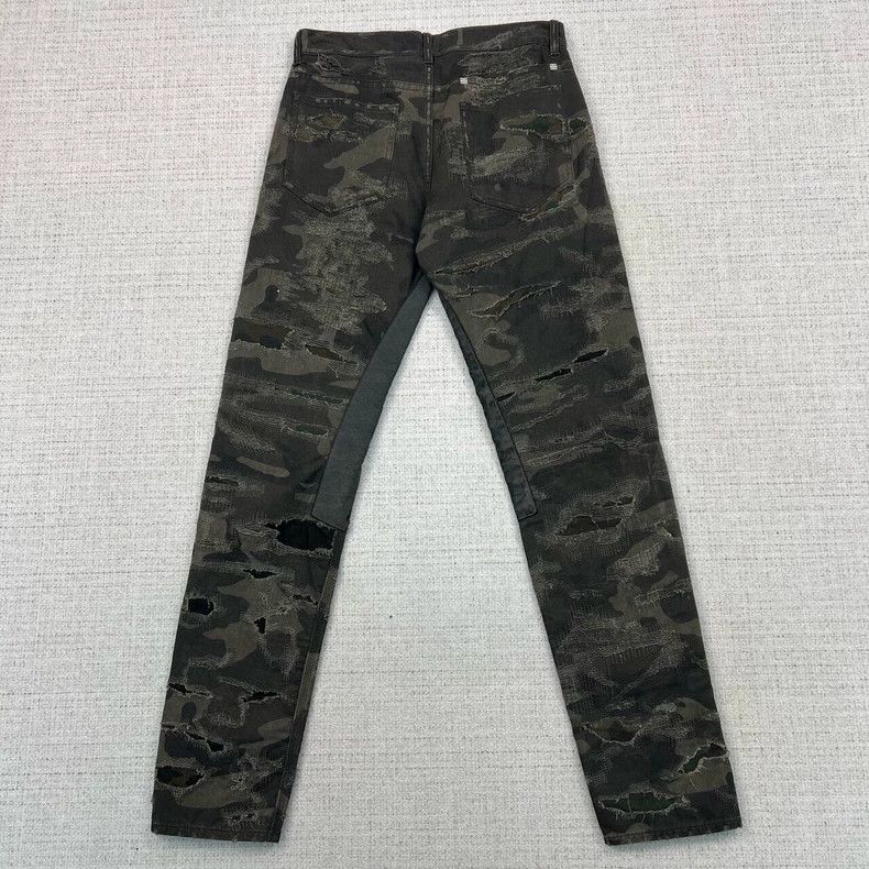 Givenchy Givenchy FW22 Camo Printed Worn Slim Fit Denim Pants 2506-N Size US 32 / EU 48 - 2 Thumbnail