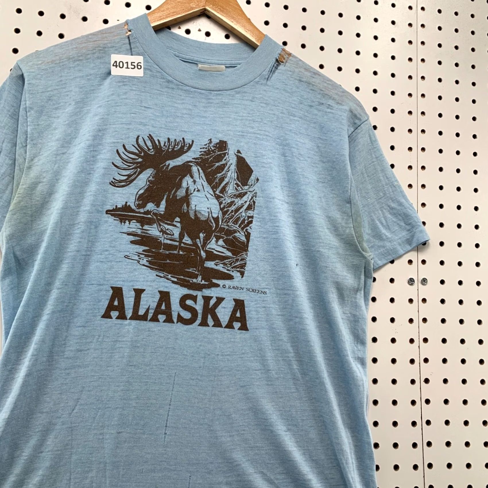 Vintage VINTAGE Alaska Shirt Mens Medium Blue Moose Graphic 70s T-Shirt Size US M / EU 48-50 / 2 - 6 Thumbnail