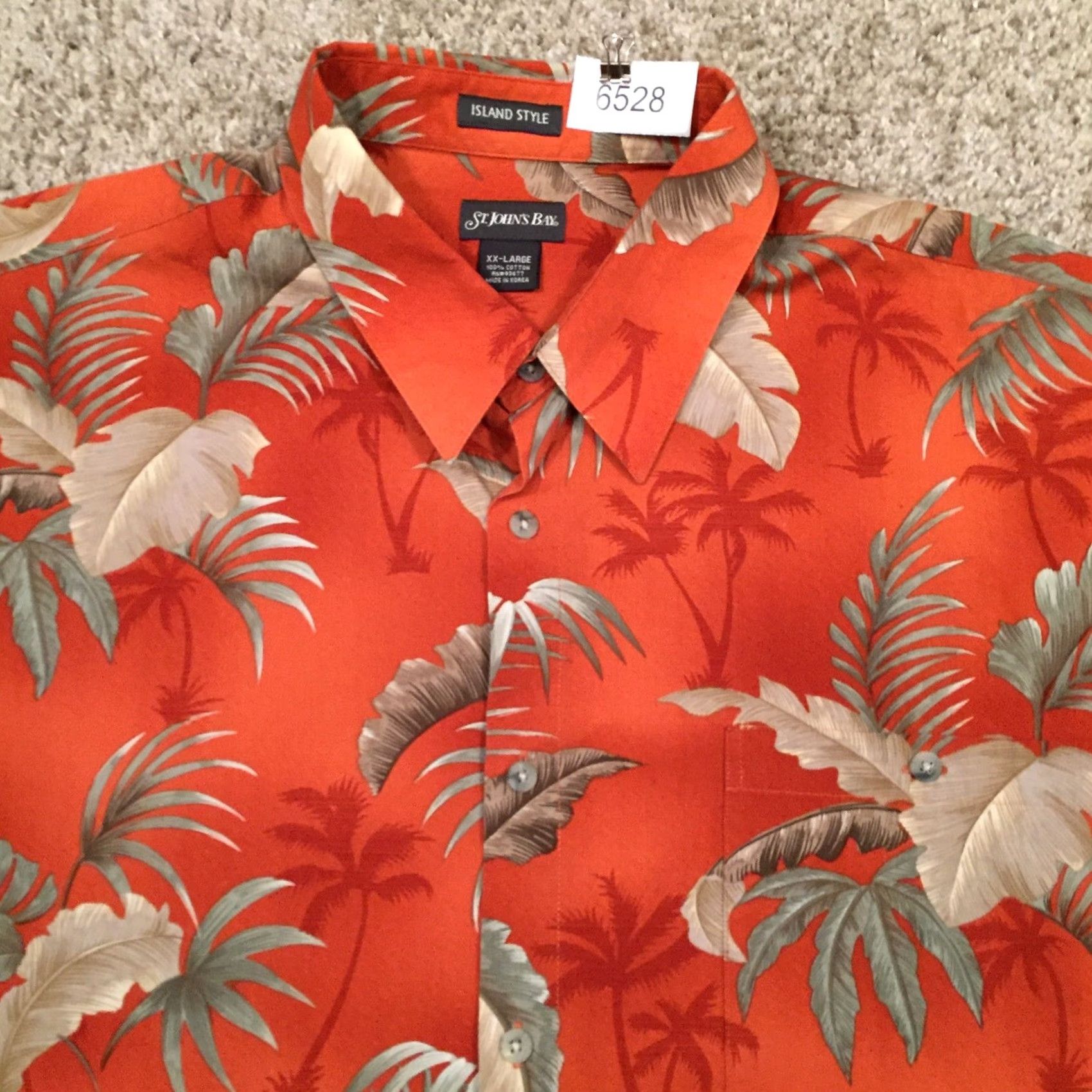 Vintage St. John's Bay Shirt Mens XXL Orange Floral Island Short Sleeve Button Up Size US XXL / EU 58 / 5 - 3 Thumbnail