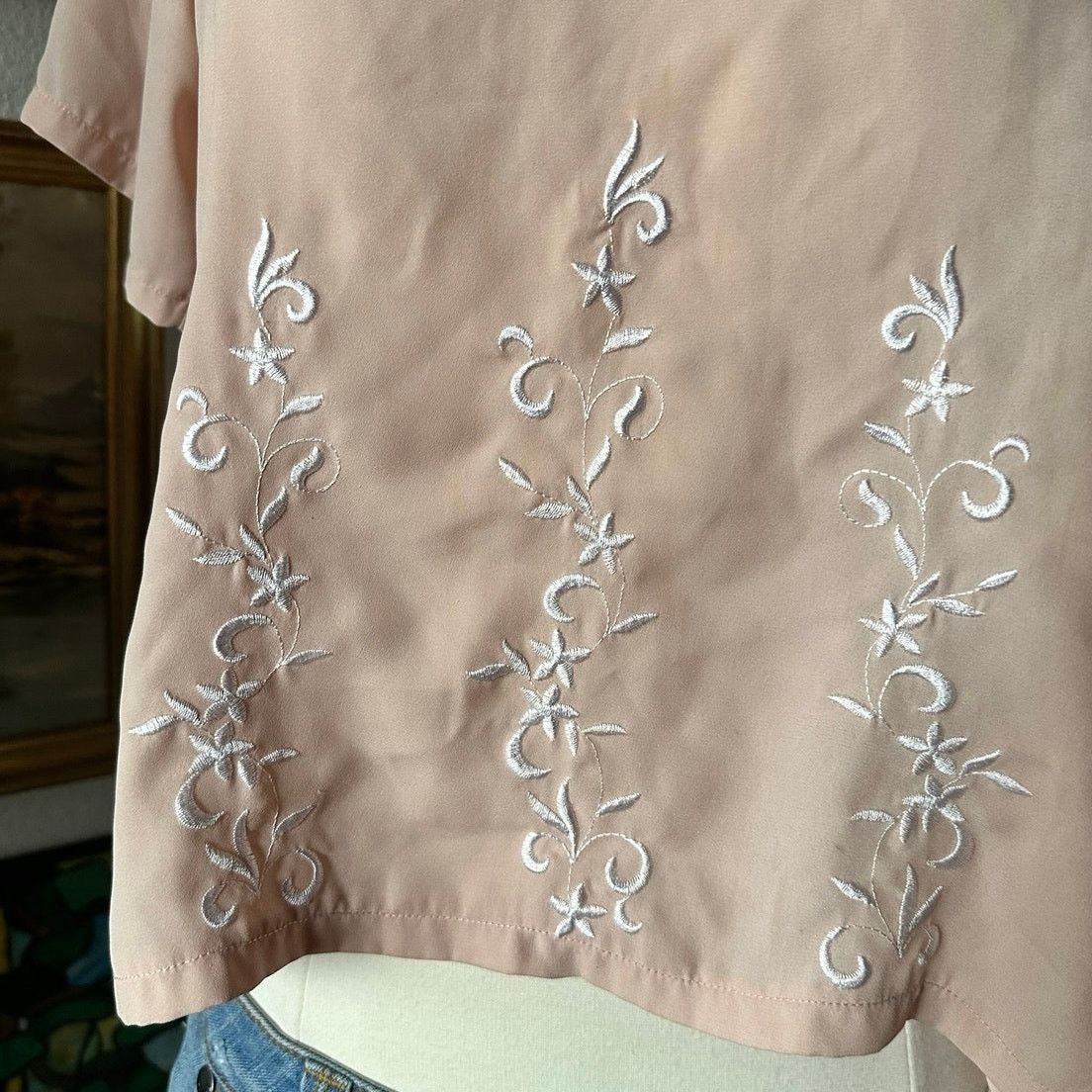 Other jella couture peach and white embroidered blouse top Size M / US 6-8 / IT 42-44 - 2 Thumbnail
