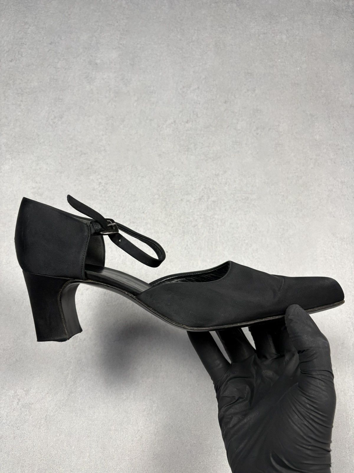 Jil Sander Jil Sander Archive Black Satin Square Toe Heels Ankle Strap Size US 9.5 / IT 39.5 - 9 Thumbnail