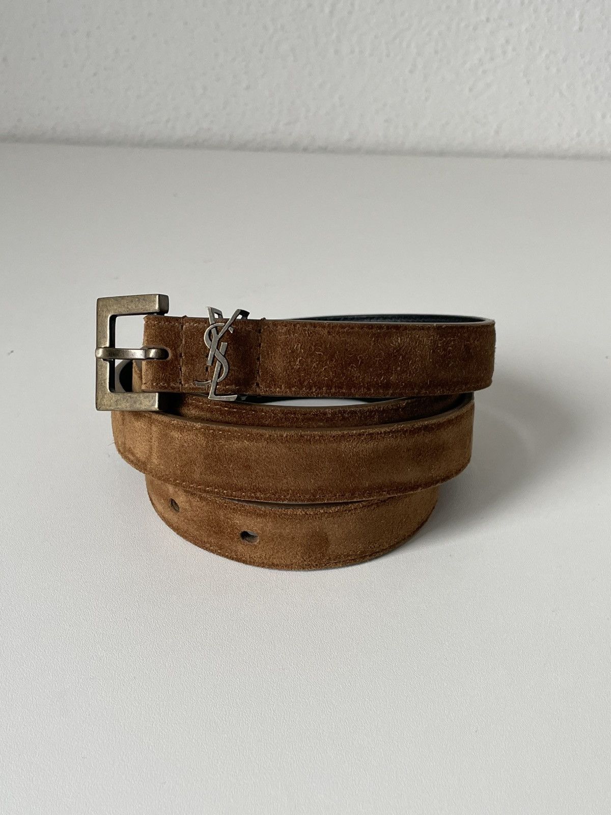 Saint Laurent Paris NEW Saint Laurent Paris Suede Leather Logo Belt Size ONE SIZE - 1 Thumbnail