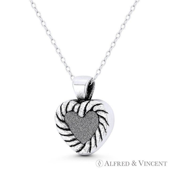 Other Matte-Finish Heart Charm Twist-Rope Border Pendant Size ONE SIZE - 1 Preview