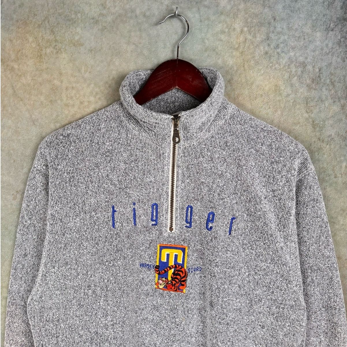 Disney × Vintage VTG 90s Disney Tigger Q Zip Sweater Sz S Gray Knit Pullover Size US S / EU 44-46 / 1 - 4 Thumbnail