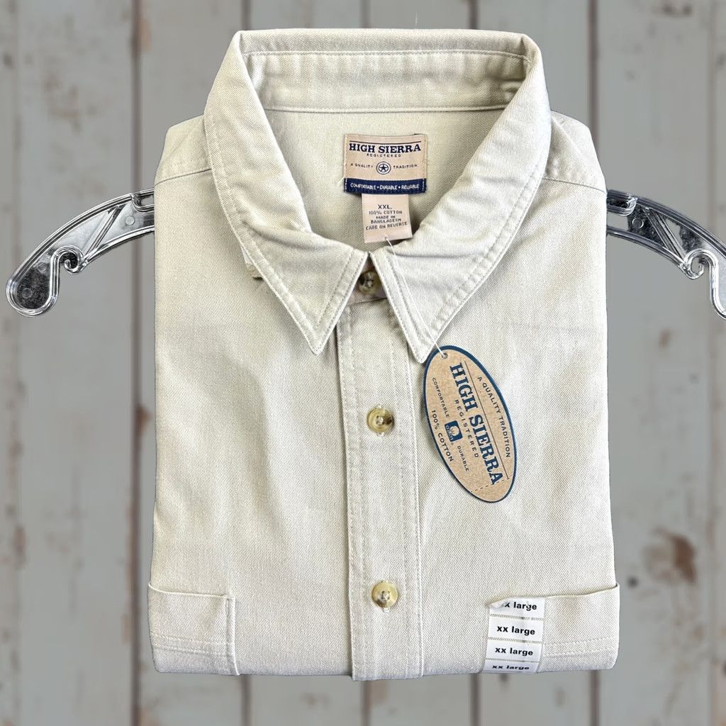 High Sierra VINTAGE High Sierra Button-Down Shirt XXL Beige 100% Cotton NEW Long Sleeve Casual Mens 2XL Beige Western 90s Classic Retro Streetwear - Shirt Size US XXL / EU 58 / 5 - 1 Thumbnail
