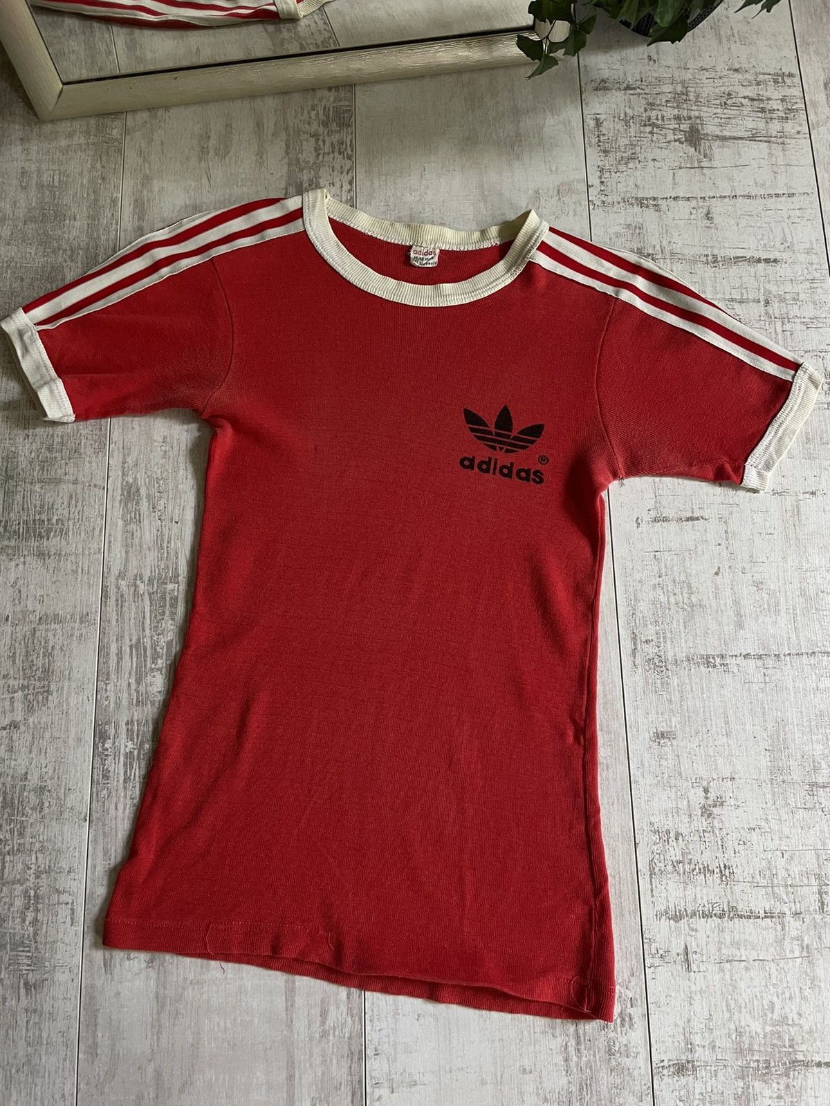 Adidas Vintage 80’s Adidas T-Shirt Red Made In Israel Size US XS / EU 42 / 0 - 2 Thumbnail
