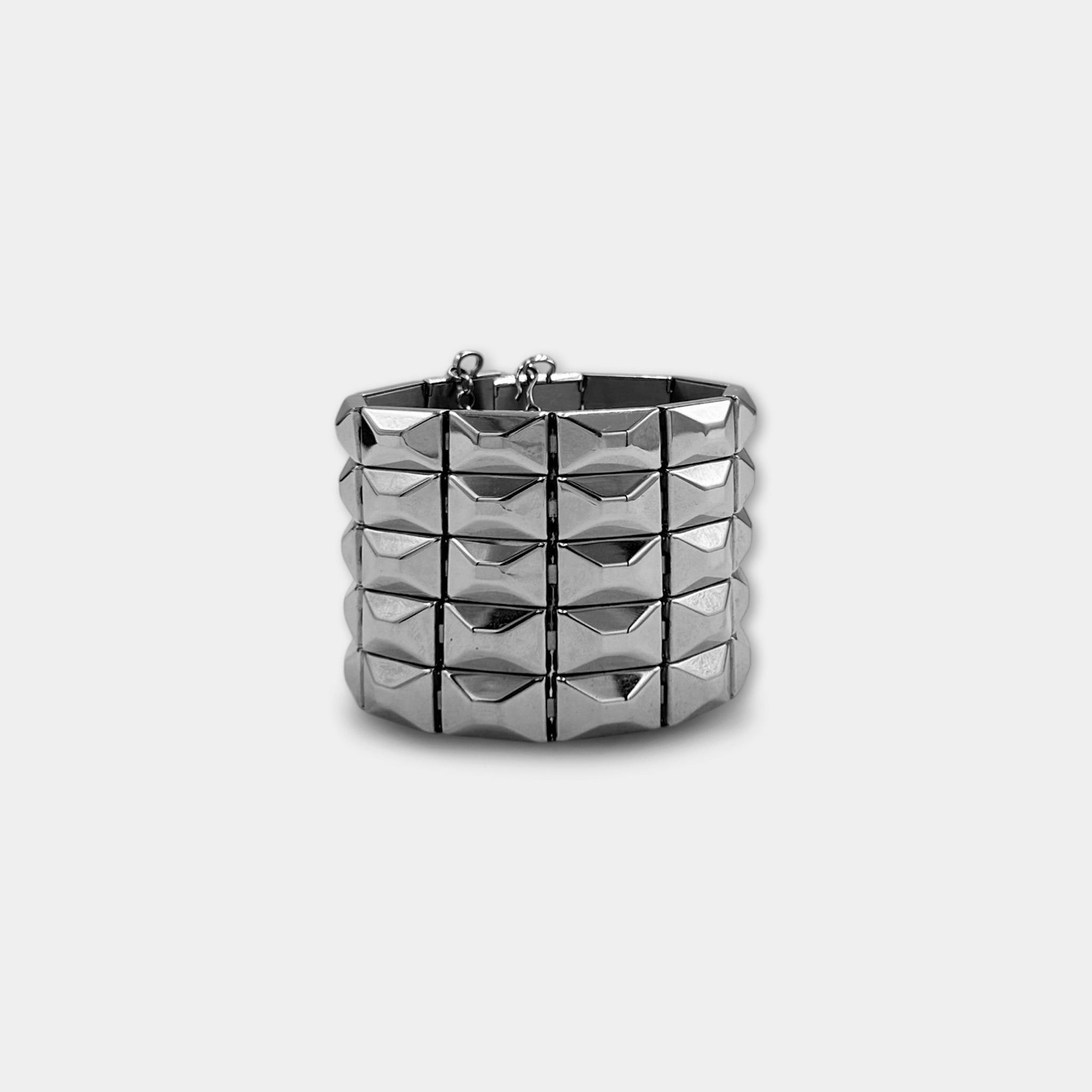 Dolce & Gabbana Dolce & Gabbana Stainless Steel Wide Faceted Link Cuff Brace Size ONE SIZE - 1 Thumbnail