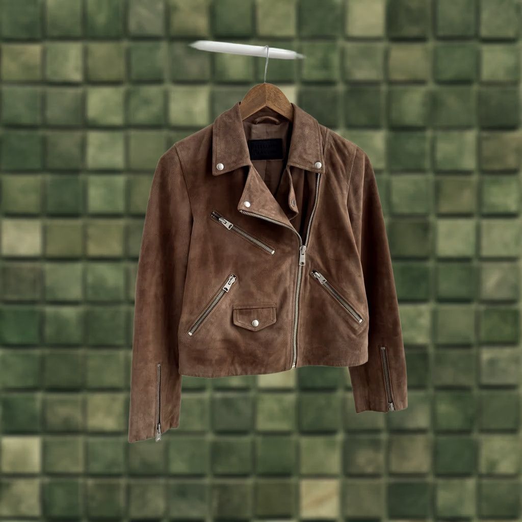 Allsaints VINTAGE AllSaints Powder Brown Suede Balfern Biker Jacket Women’s Size UK 10 US 6 EU 38 M Brown 80s 90s Vintage Streetwear Womens Balfern Biker Jacket Size M / US 6-8 / IT 42-44 - 1 Thumbnail