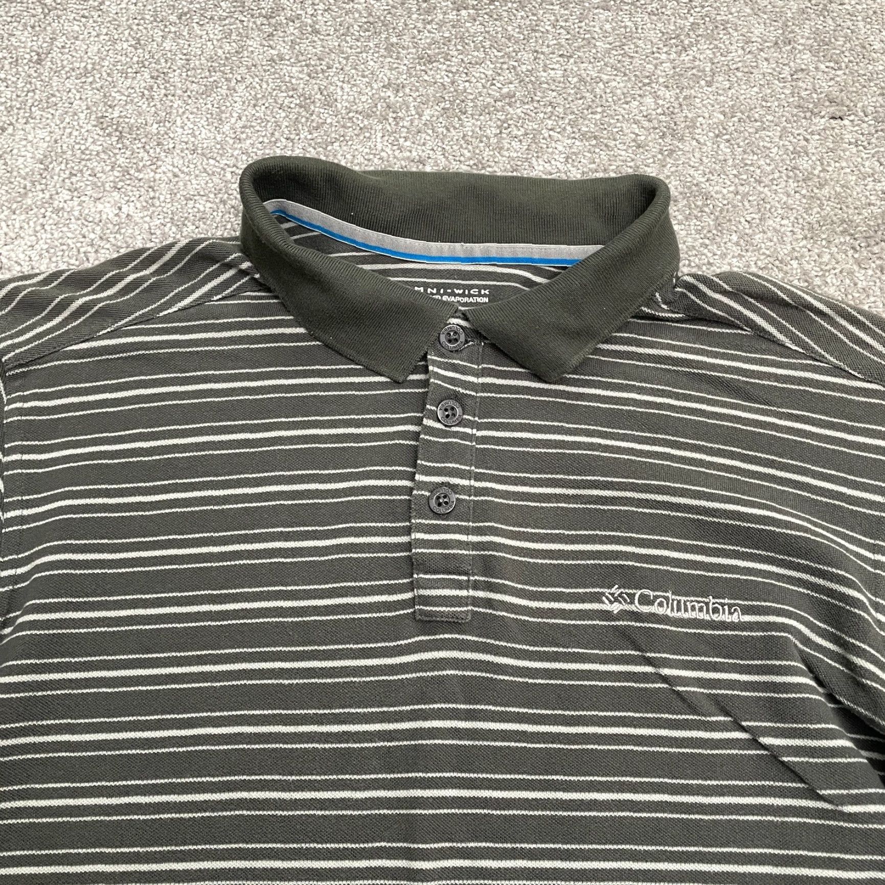 Vintage Columbia Omni Wick Polo Shirt Mens Medium Gray White Striped Short Sleeve Casual Shirt Size US M / EU 48-50 / 2 - 3 Thumbnail