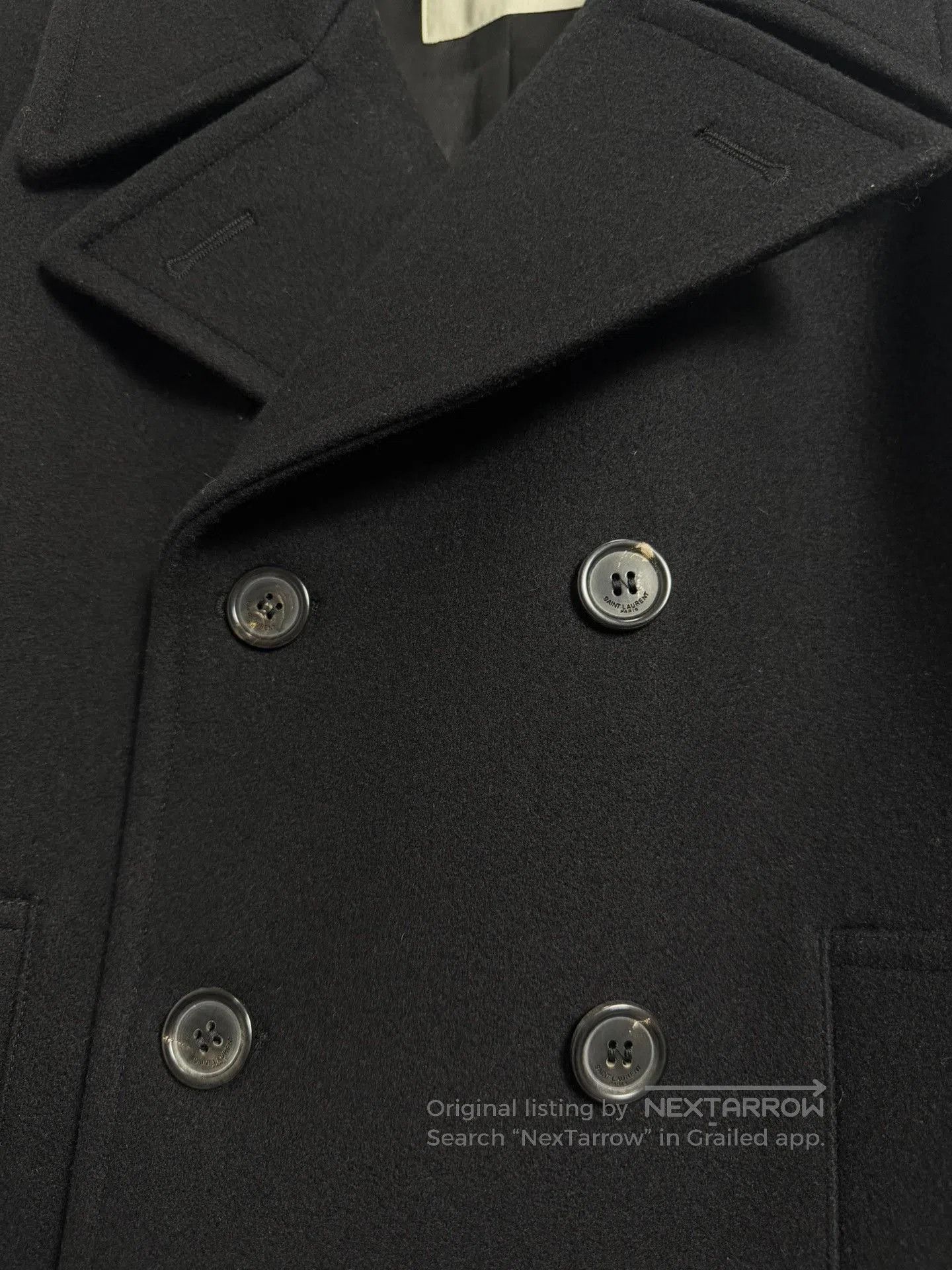Saint Laurent Paris Saint Laurent Black Double-Breasted Wool Coat. Size US S / EU 44-46 / 1 - 2 Thumbnail