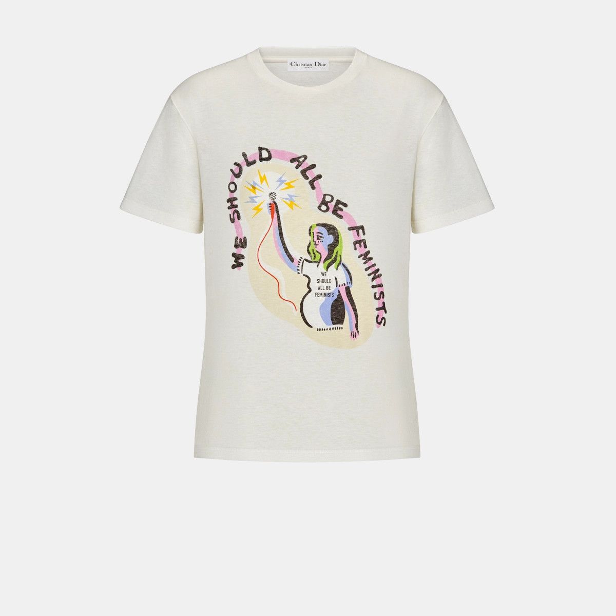 Dior o1bcso1str0225 WE SHOULD ALL BE FEMINISTS' T-Shirt in Ecru Size S / US 4 / IT 40 - 1 Thumbnail