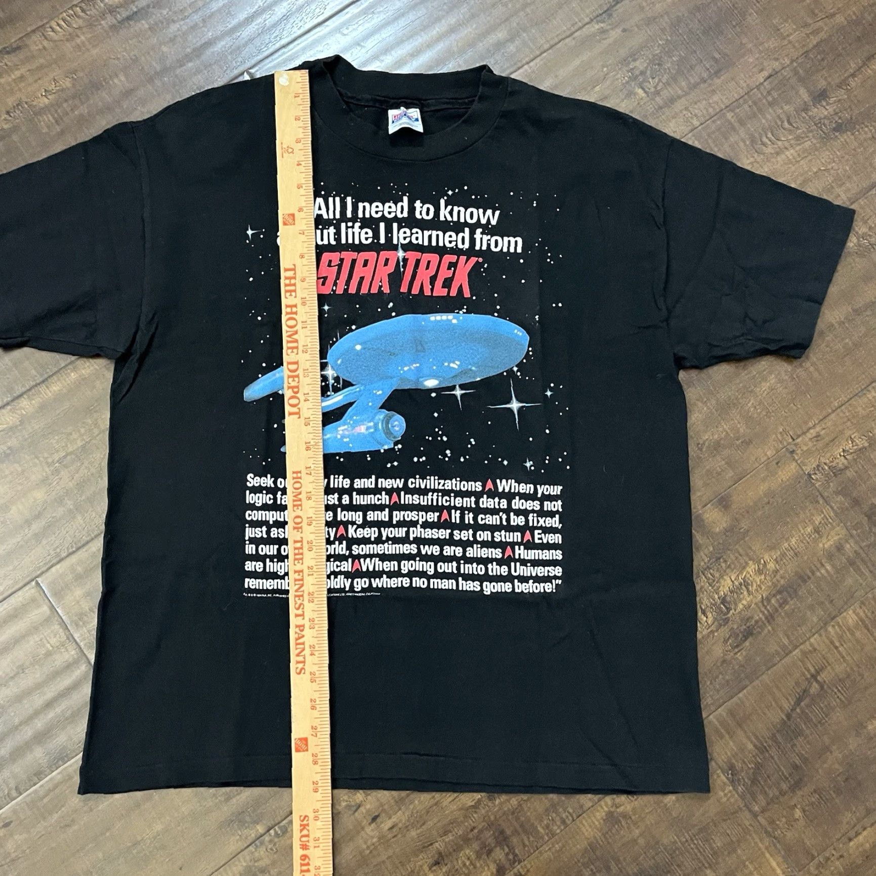 Hanes VINTAGE Hanes Star Trek 90s T-Shirt XL Black Sci-Fi USS Enterprise Captain Kirk Mens Size US XL / EU 56 / 4 - 6 Thumbnail