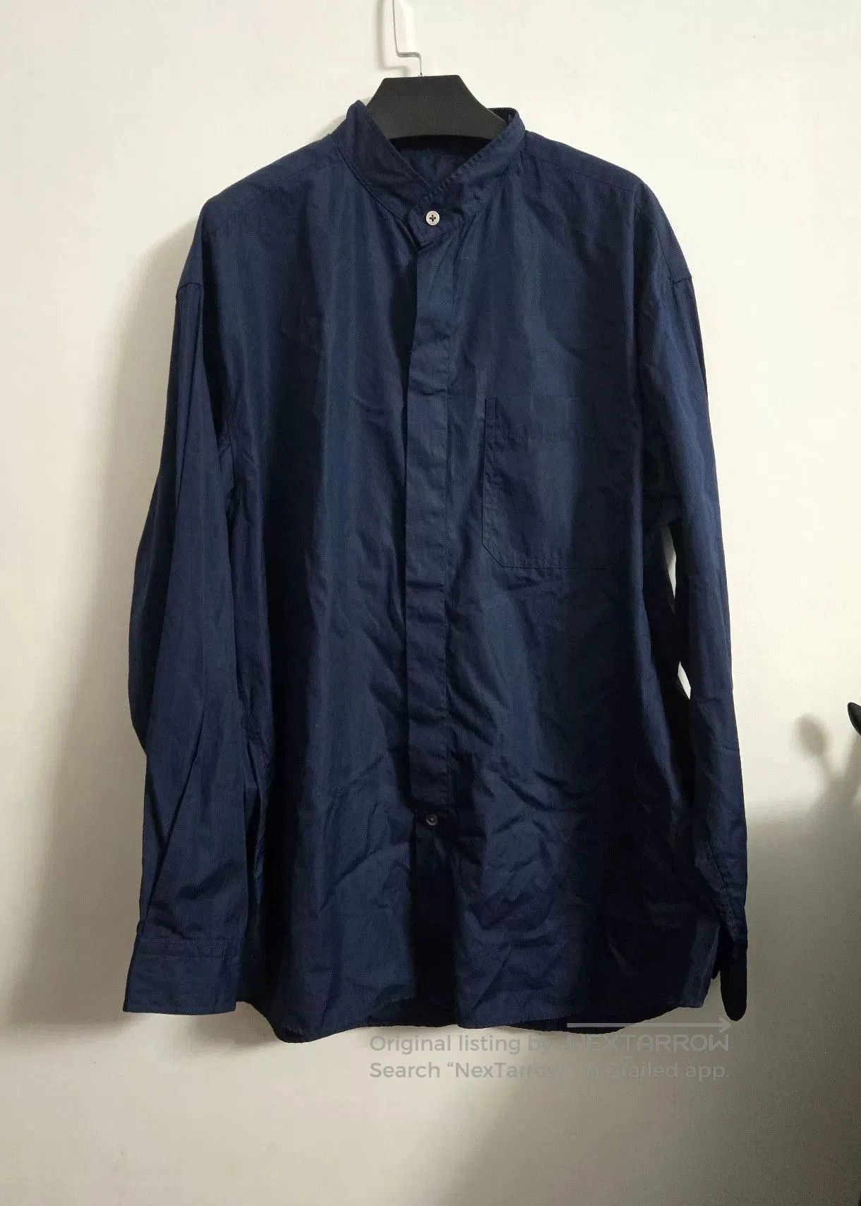 Porter Classic Porter Classic Blue Cotton Stand Collar Shirt. Size US M / EU 48-50 / 2 - 2 Thumbnail