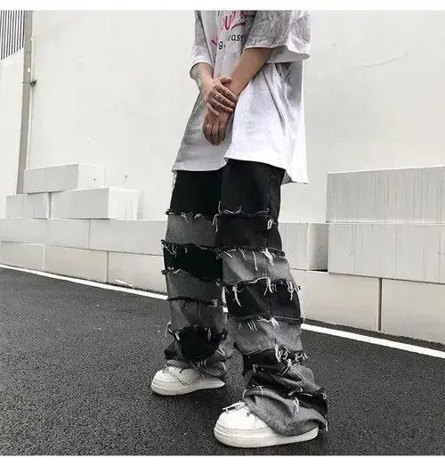 Japanese Brand Streetwear wide legs hip hop style loose straight jeans y2k Size US 32 / EU 48 - 3 Thumbnail