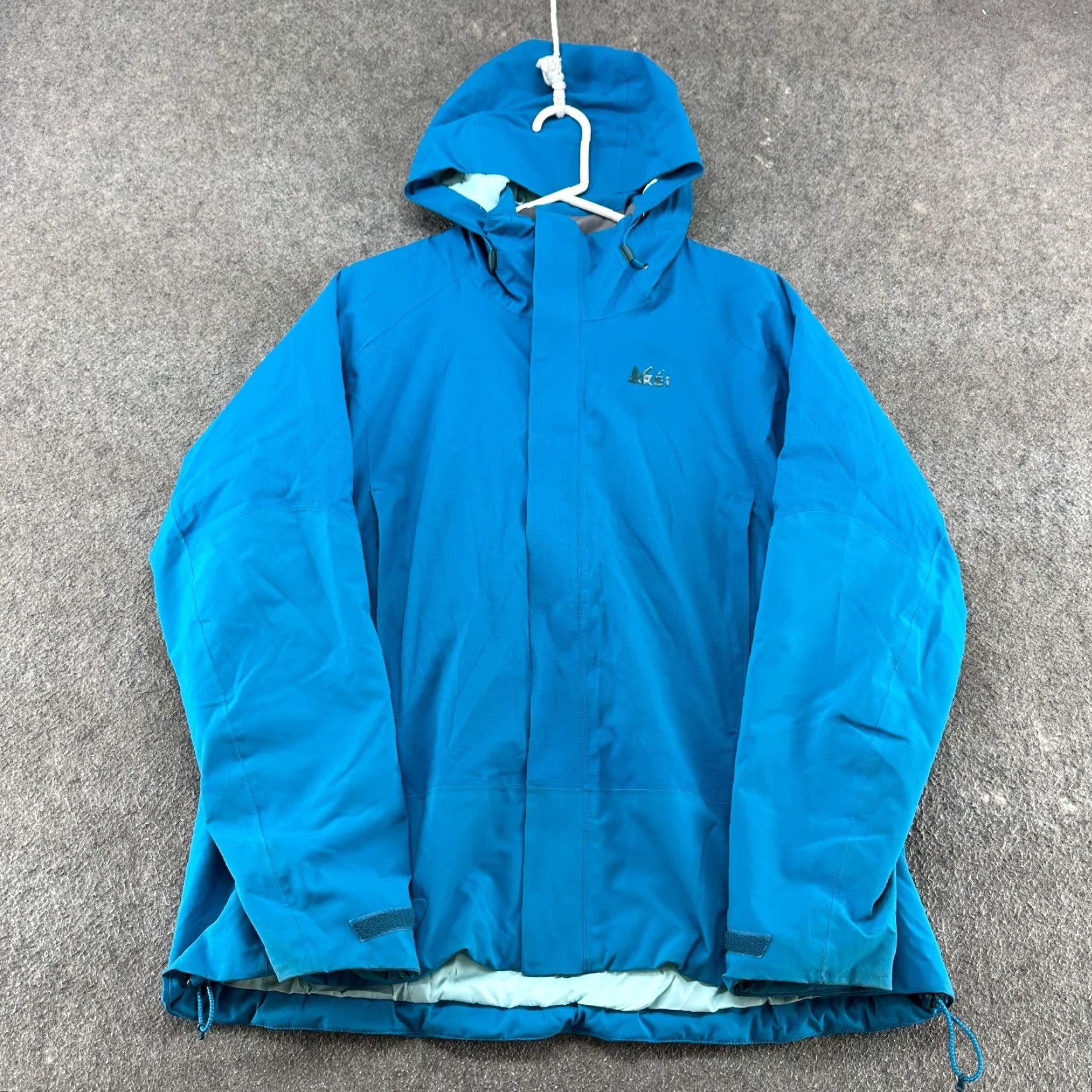 Vintage REI Womens XL Blue Hooded Windbreaker Shell Jacket Zip Full Zip Casual Outdoor Weatherproof Size XL / US 12-14 / IT 48-50 - 2 Thumbnail