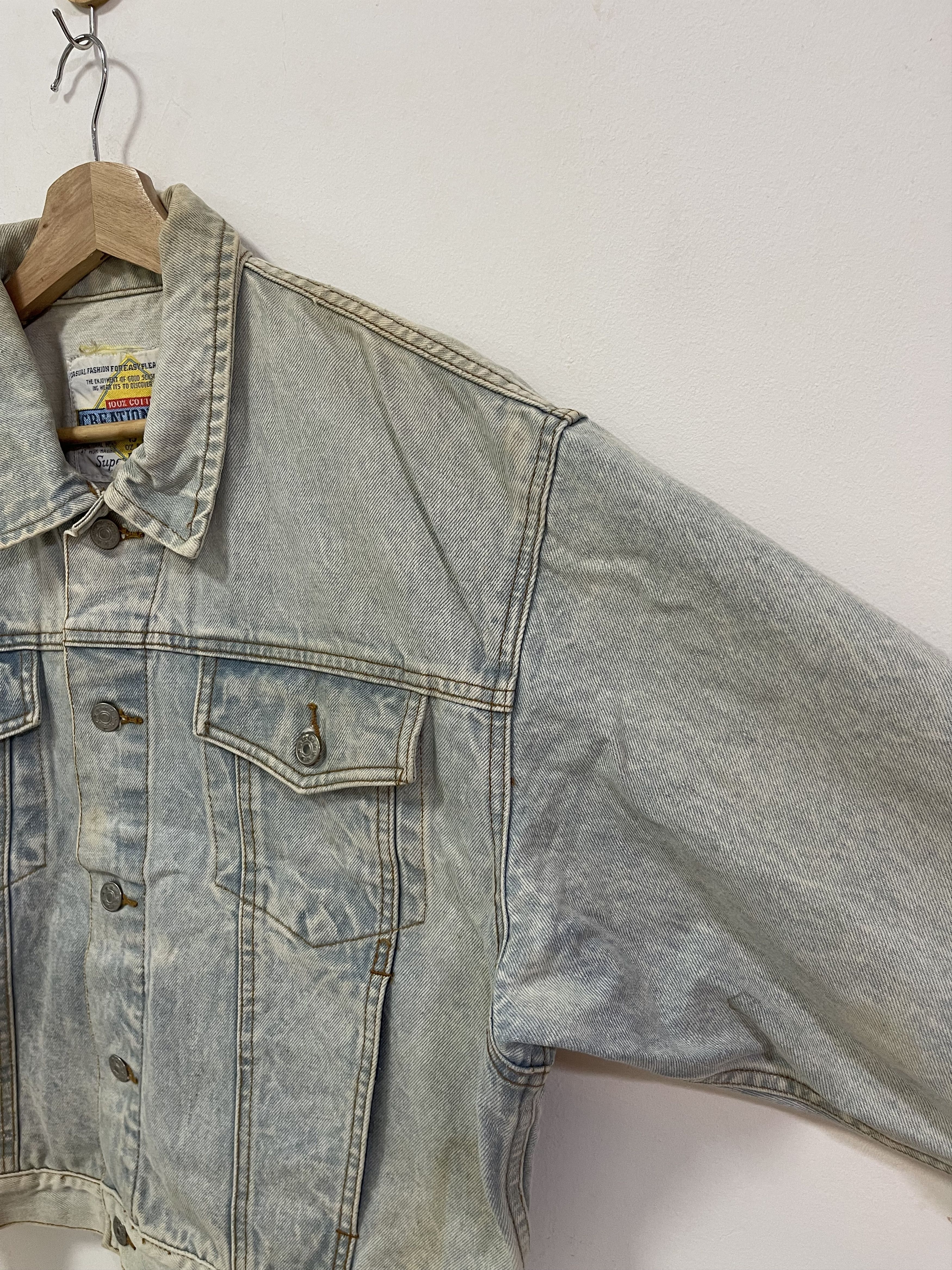 Japanese Brand Distressed Japan Design Super Wash Denim Jacket Size US S / EU 44-46 / 1 - 2 Thumbnail