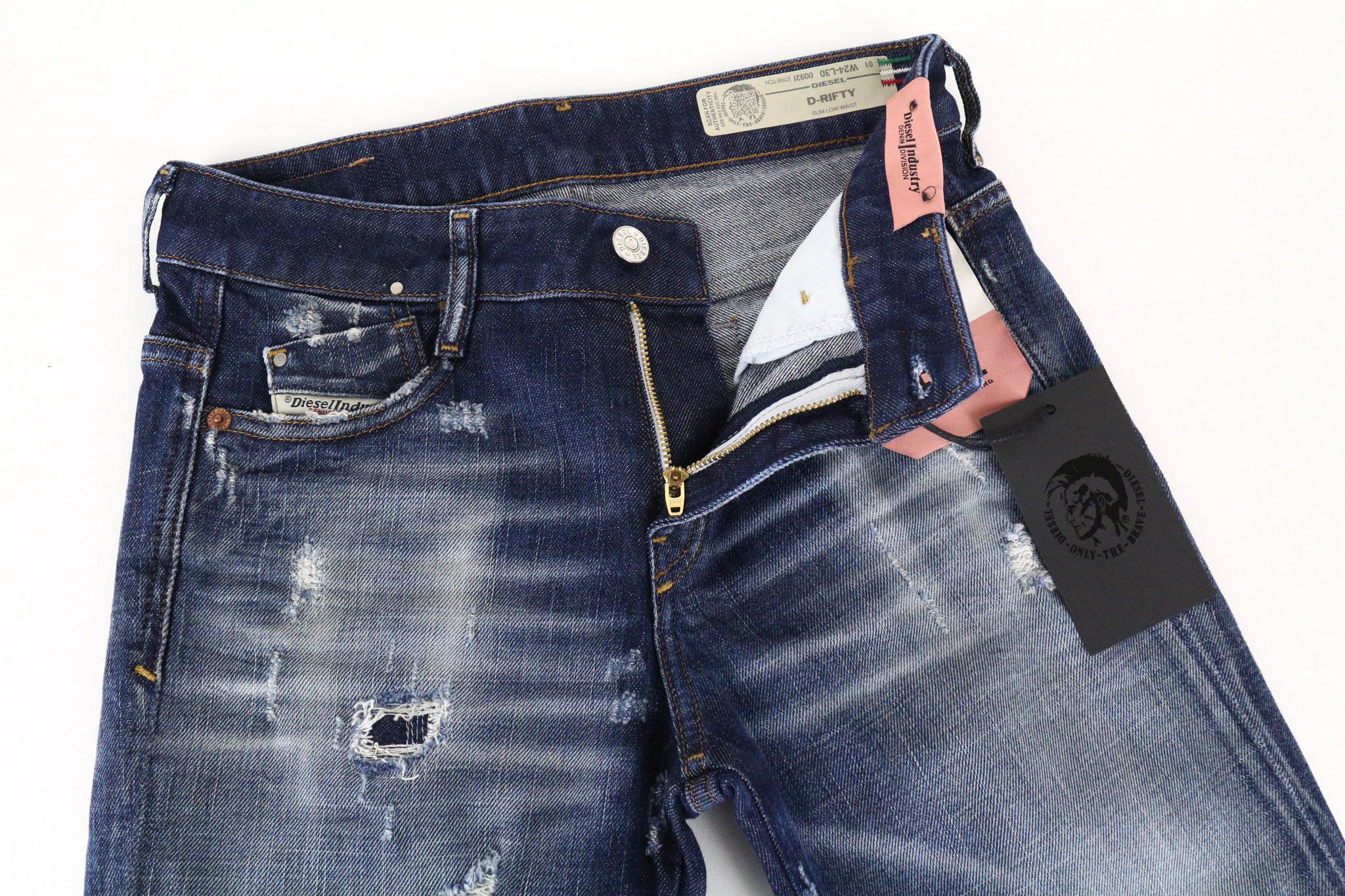 Diesel D-RIFTY 0092I W24/L30 Blue Ripped Girls Jeans 71552 Size 24" / US 00 / IT 34 - 3 Thumbnail