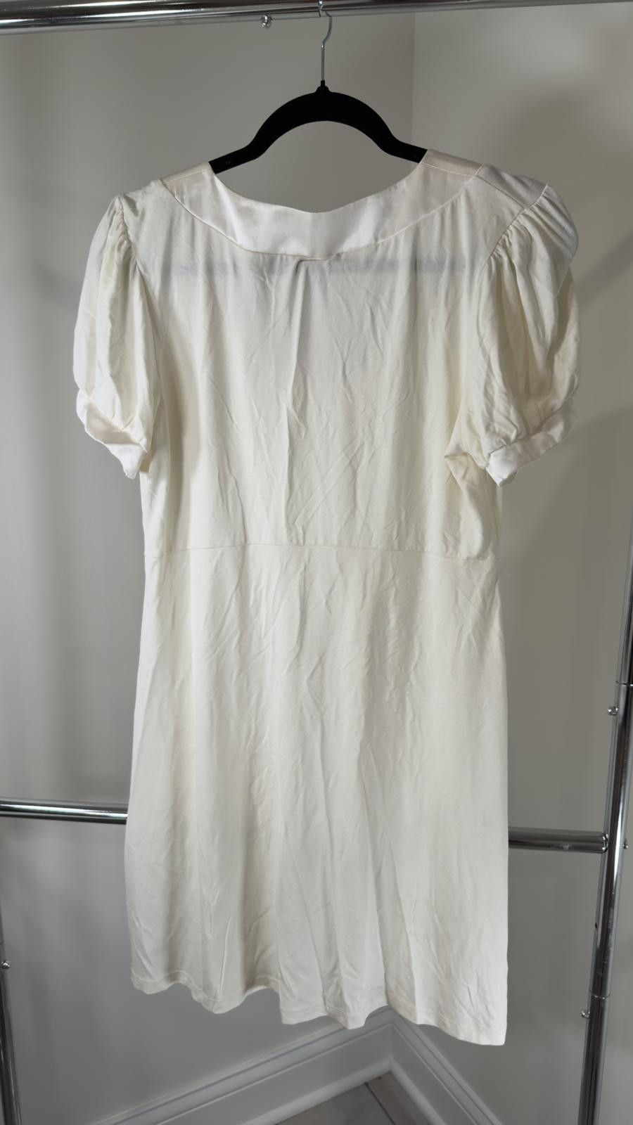 Designer Arden B Women's Cream Puff Sleeve Dress, Size L Size L / US 10 / IT 46 - 2 Thumbnail