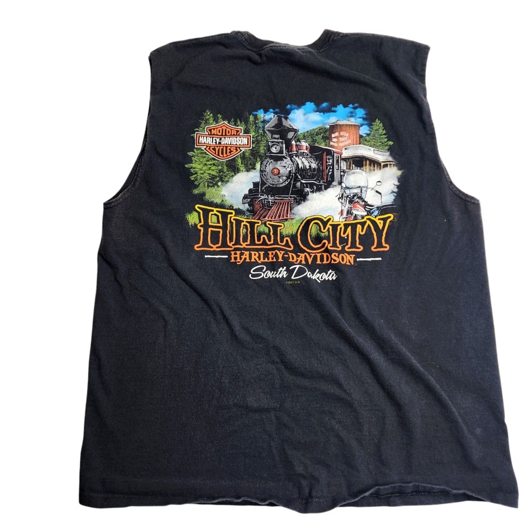 Harley Davidson Harley-Davidson Sleeveless Shirt XL Black Hills Rally 2012 Hill City South Dakota Mens Size US XL / EU 56 / 4 - 2 Thumbnail