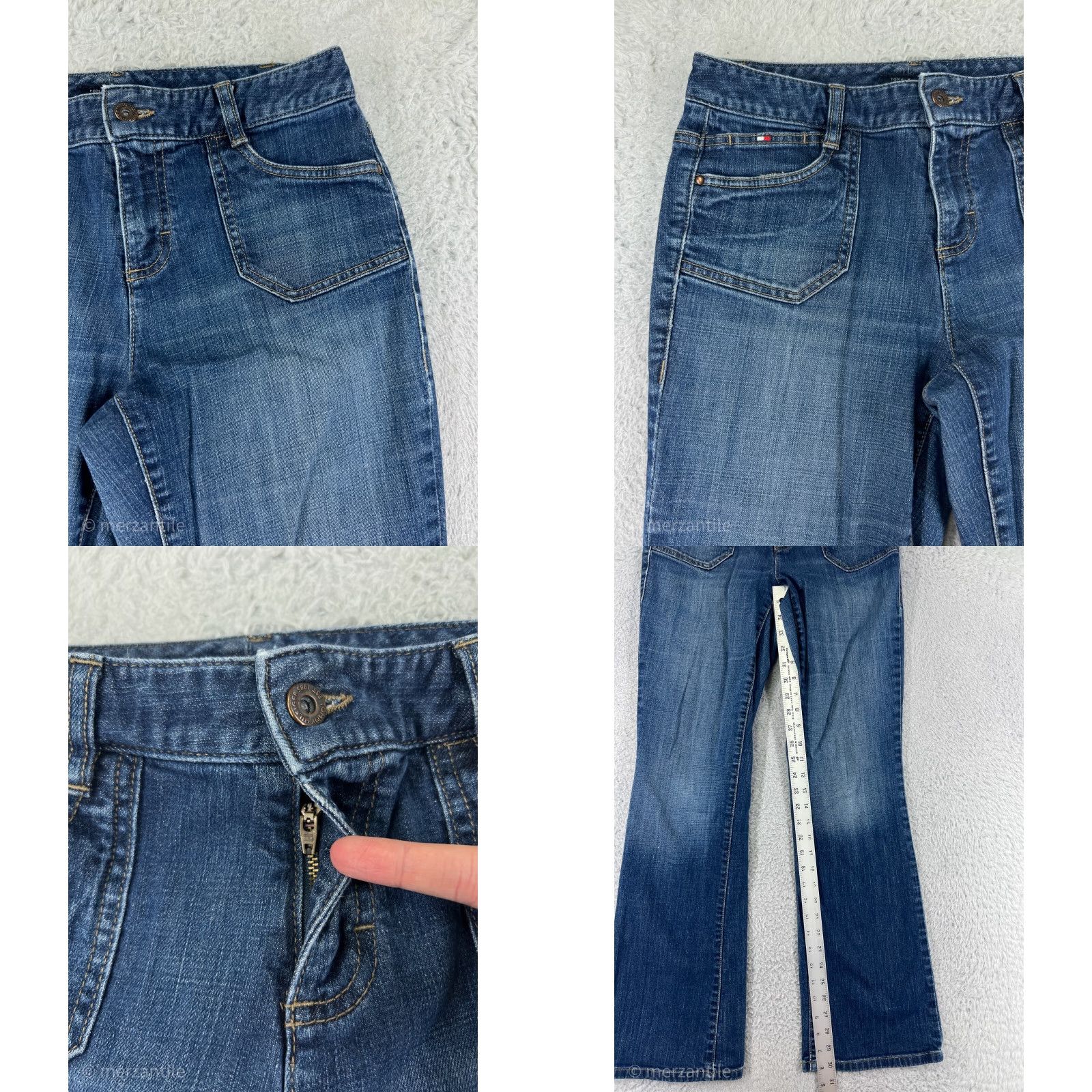Tommy Hilfiger Tommy Hilfiger Jeans Women 4 Blue Denim Flared Leg Stretch Bootcut Pants Continental 5-Pocket Design Cotton Denim Regular Size 4 Women blue jeans Size 27" / US 4 / IT 40 - 8 Thumbnail