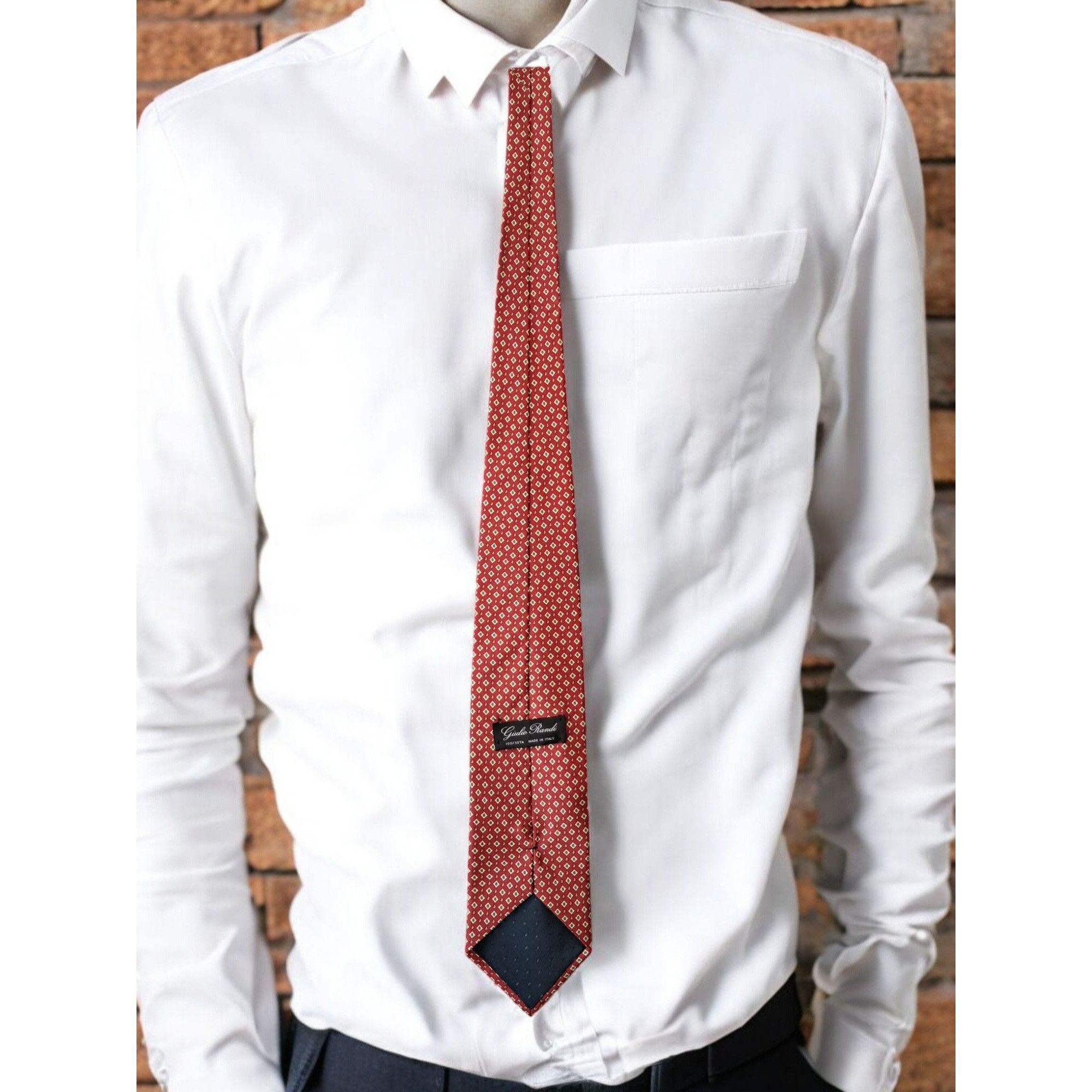 Vintage Vintage Giulio Randi Red Geometric Silk Tie – Made in Italy Size ONE SIZE - 3 Thumbnail