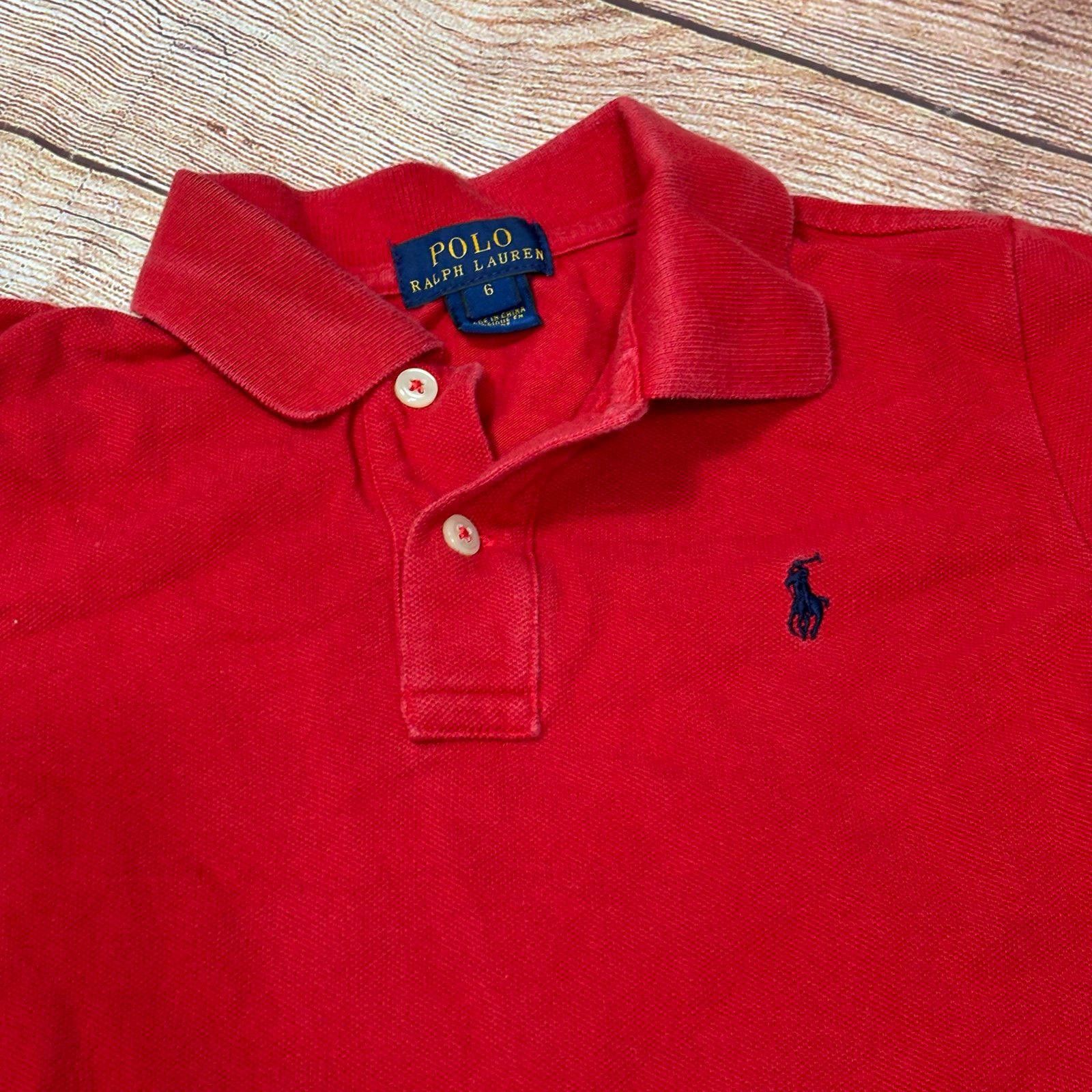 Polo Ralph Lauren Polo Ralph Lauren Red Long Sleeve Polo Shirt Boys 6 Size US XXS / EU 40 - 2 Thumbnail